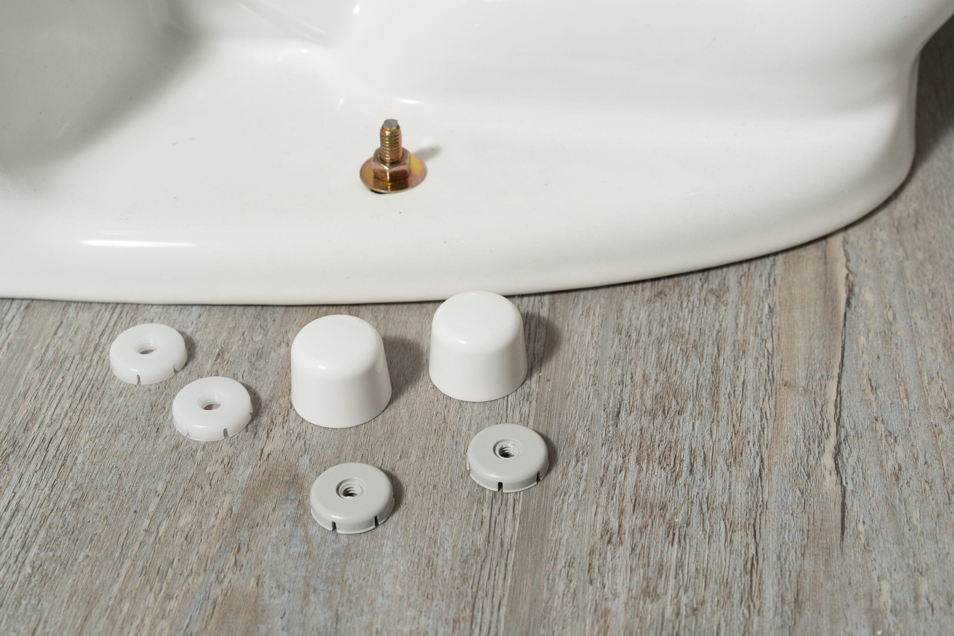 slide 4 of 6, RELIABILT White Toilet bolt caps, 1 ct