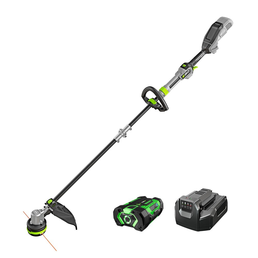 slide 1 of 6, EGO POWER+ POWERLOAD with Carbon Fiber Shaft 56-volt 16-in Telescopic Shaft Battery String Trimmer 2.5 Ah (Battery Included) (Charger Included), 1 ct