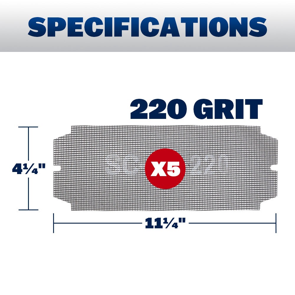 slide 3 of 6, WAL-BOARD TOOLS Precut Drywall Sanding Screen Fine 220 -Grit Screen Sandpaper 4.19-in W x 11.25-in L 5 -Pack, 1 ct