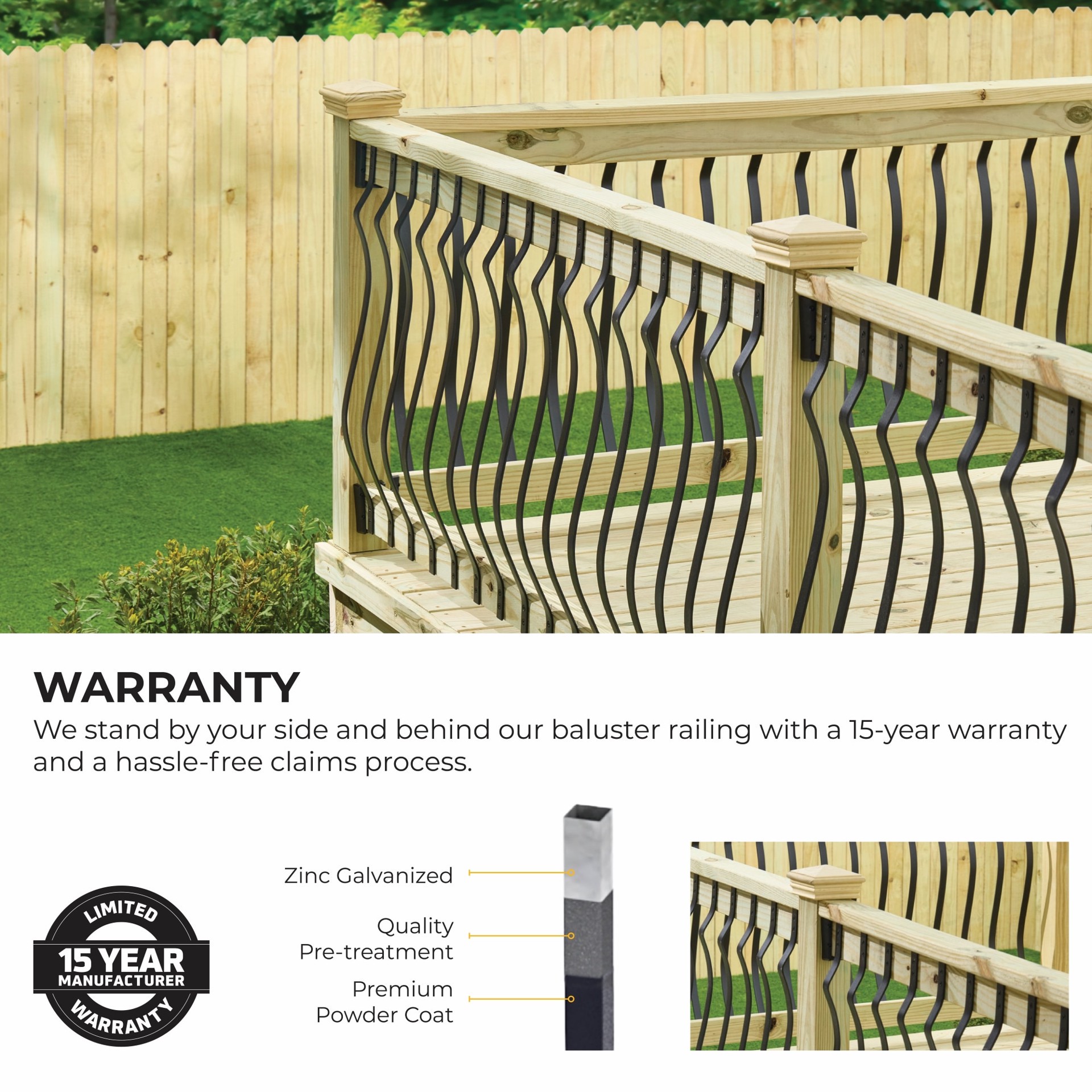 slide 6 of 6, RELIABILT 1-in x 31-in Black Sand Galvanized steel Turned Deck baluster 10 - Pack, 1 ct