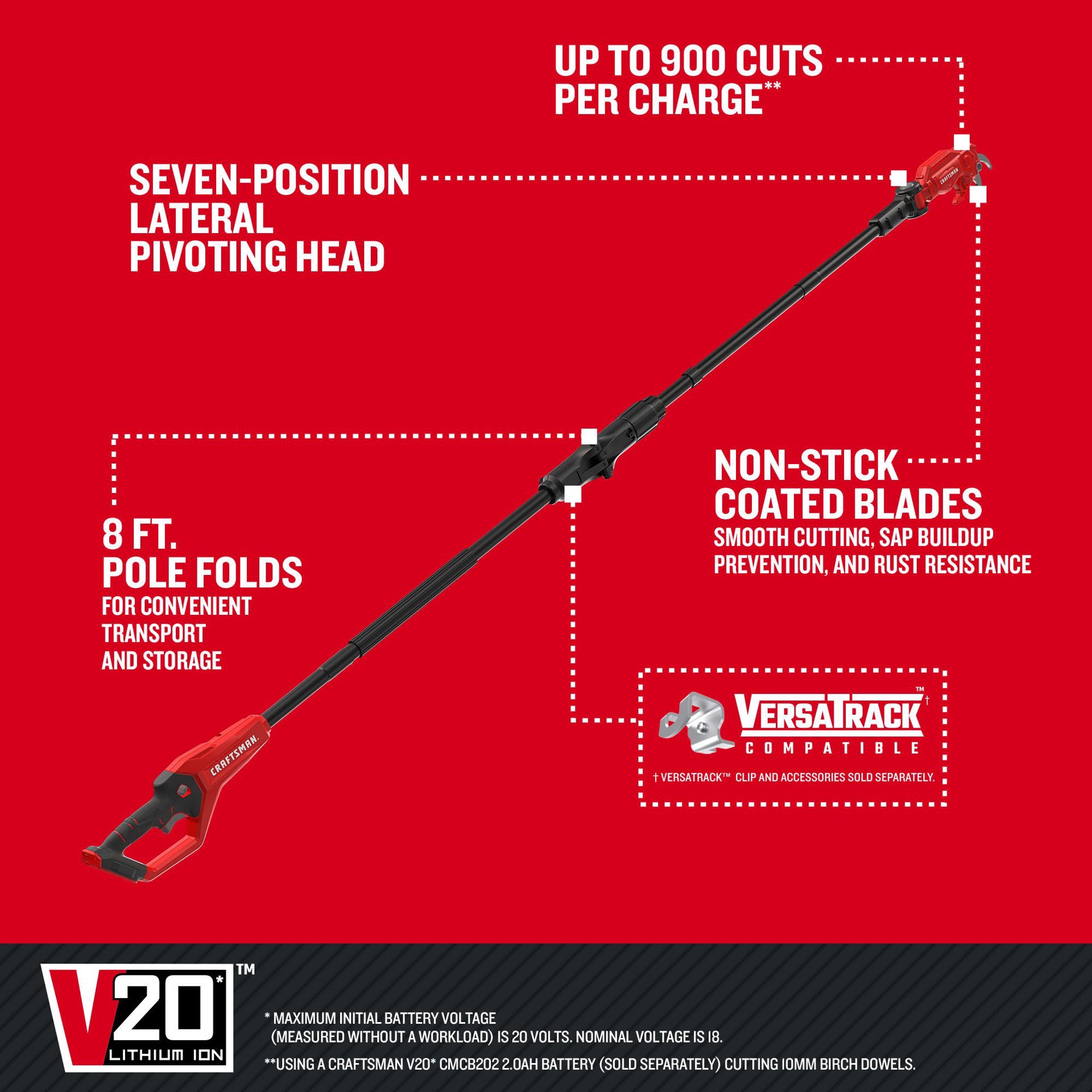 slide 4 of 6, CRAFTSMAN V20 8-ft Poly Pole Pruner, 1 ct
