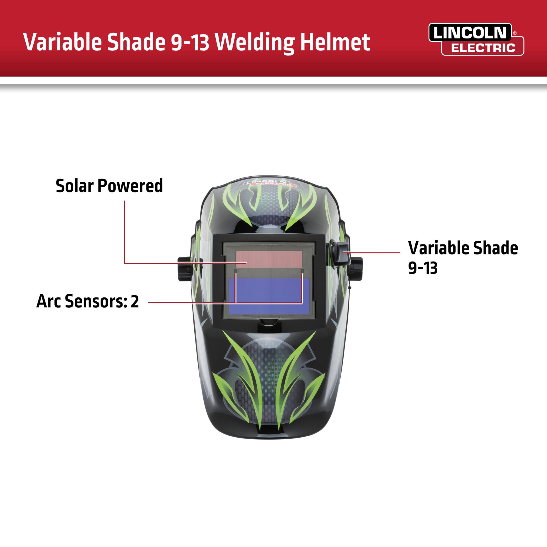 slide 3 of 6, Lincoln Electric Auto Darkening Variable Shade Green Welding Helmet, 1 ct