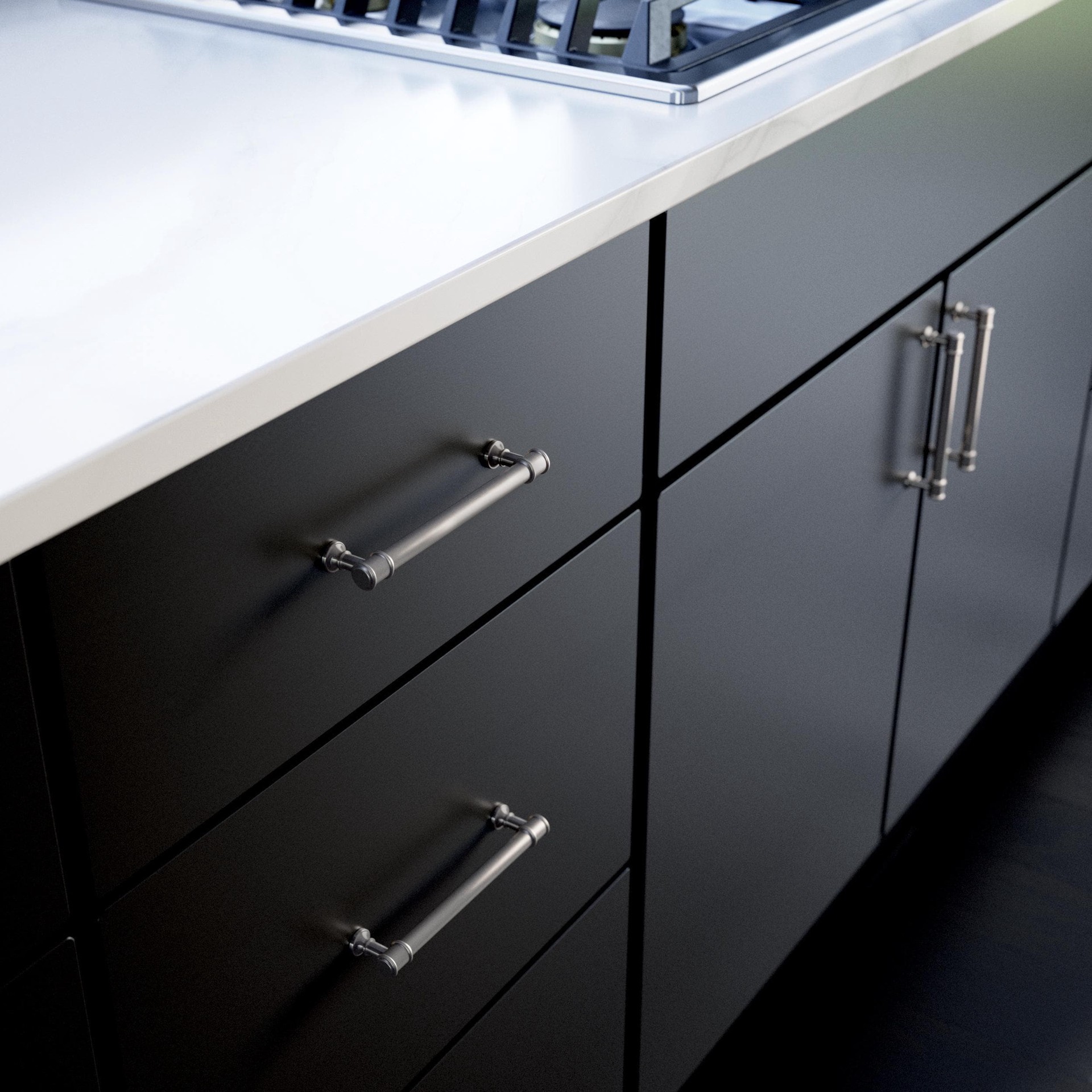 slide 2 of 6, allen + roth Magnus 5-1/16-in , 128mm Center to Center Satin Nickel Cylindrical Bar Drawer Pull, 1 ct