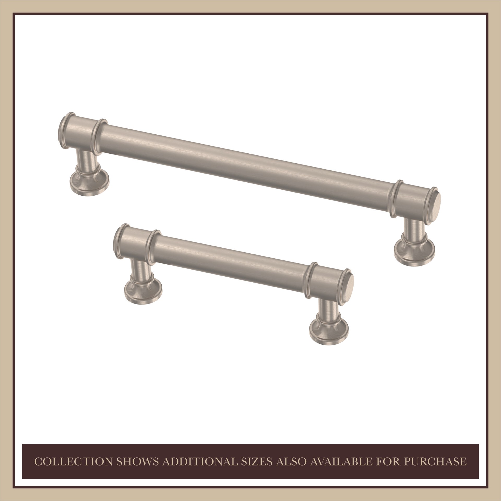 slide 3 of 6, allen + roth Magnus 5-1/16-in , 128mm Center to Center Satin Nickel Cylindrical Bar Drawer Pull, 1 ct