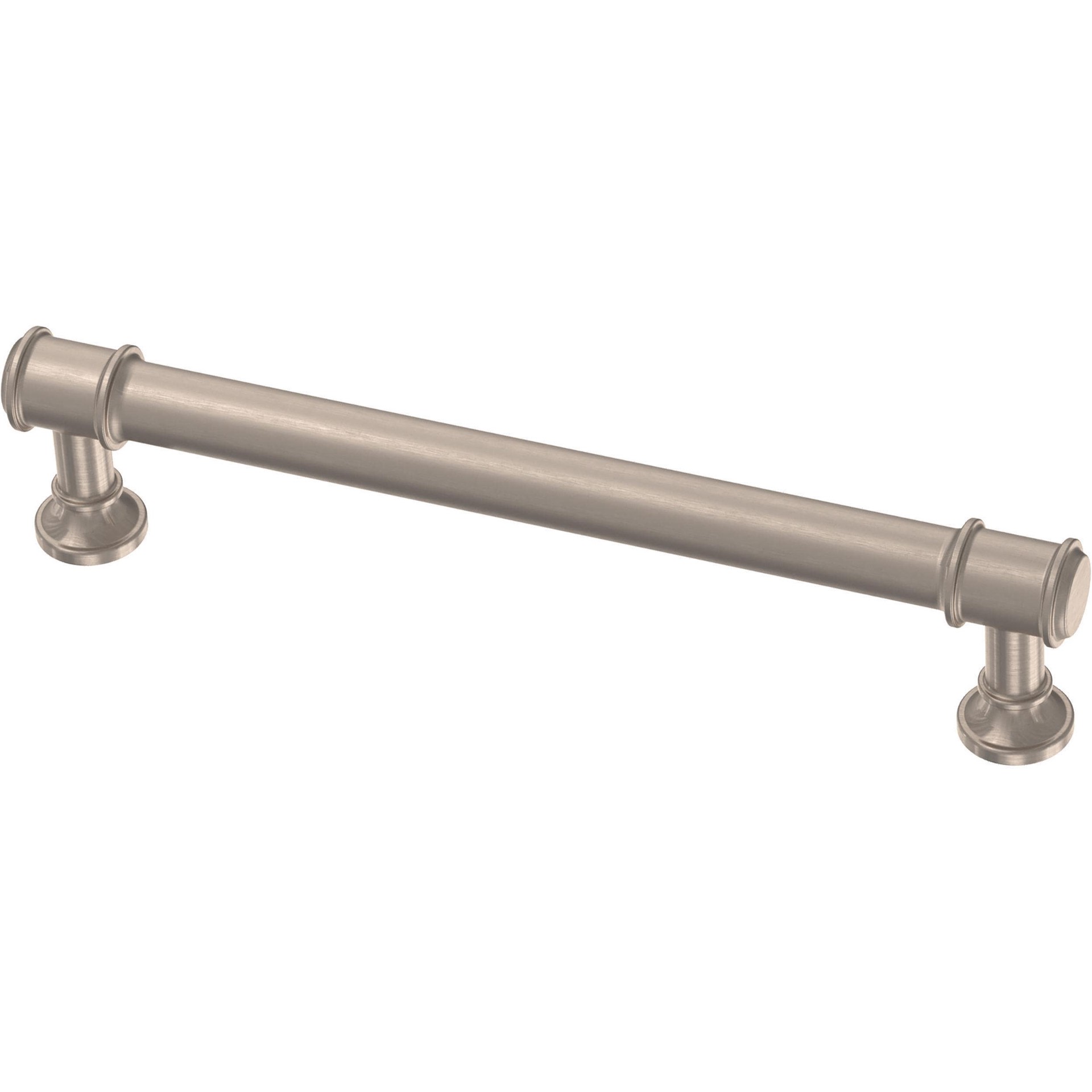 slide 1 of 6, allen + roth Magnus 5-1/16-in , 128mm Center to Center Satin Nickel Cylindrical Bar Drawer Pull, 1 ct