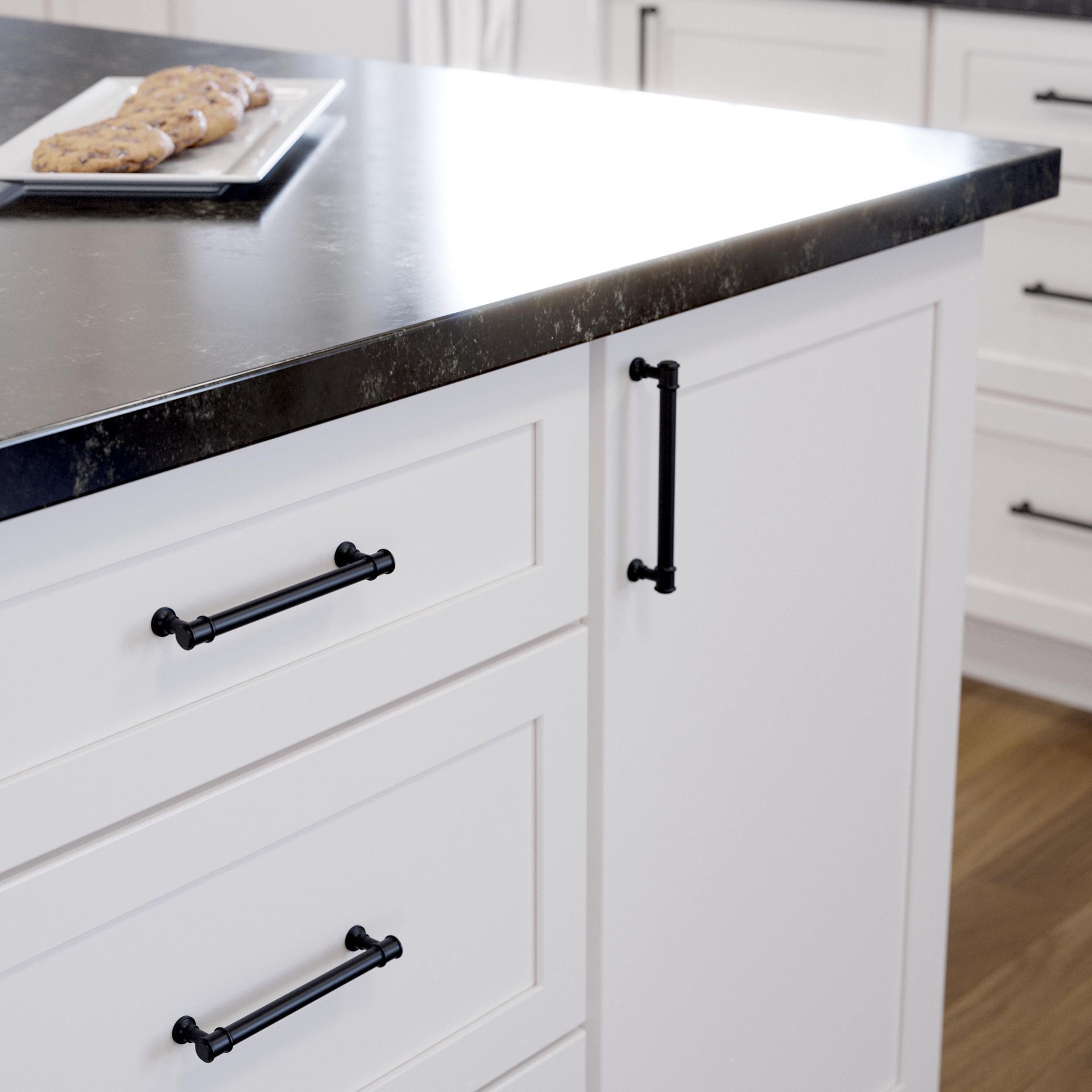 slide 2 of 6, allen + roth Magnus 5-1/16-in , 128mm Center to Center Matte Black Cylindrical Bar Drawer Pull, 1 ct