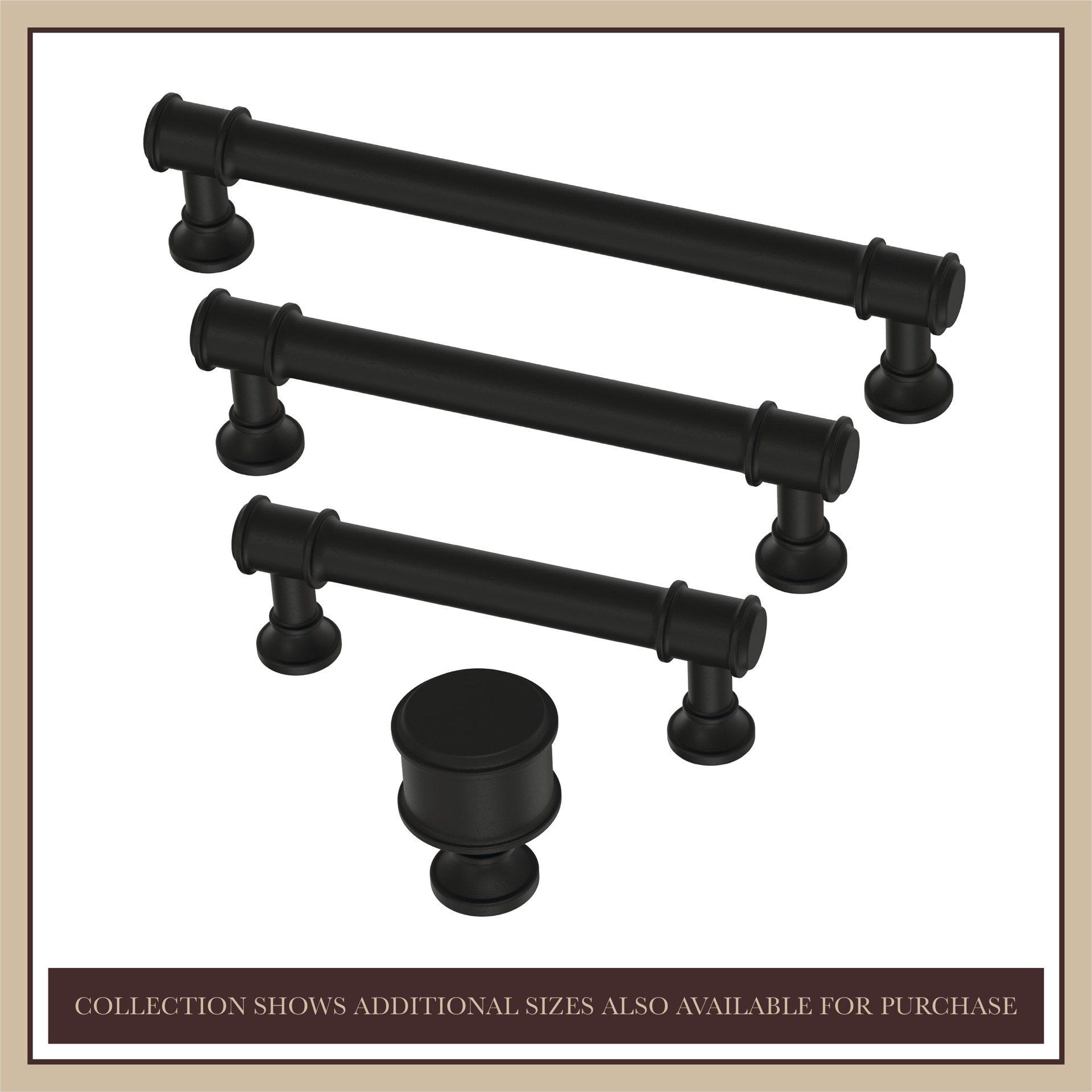 slide 3 of 6, allen + roth Magnus 5-1/16-in , 128mm Center to Center Matte Black Cylindrical Bar Drawer Pull, 1 ct