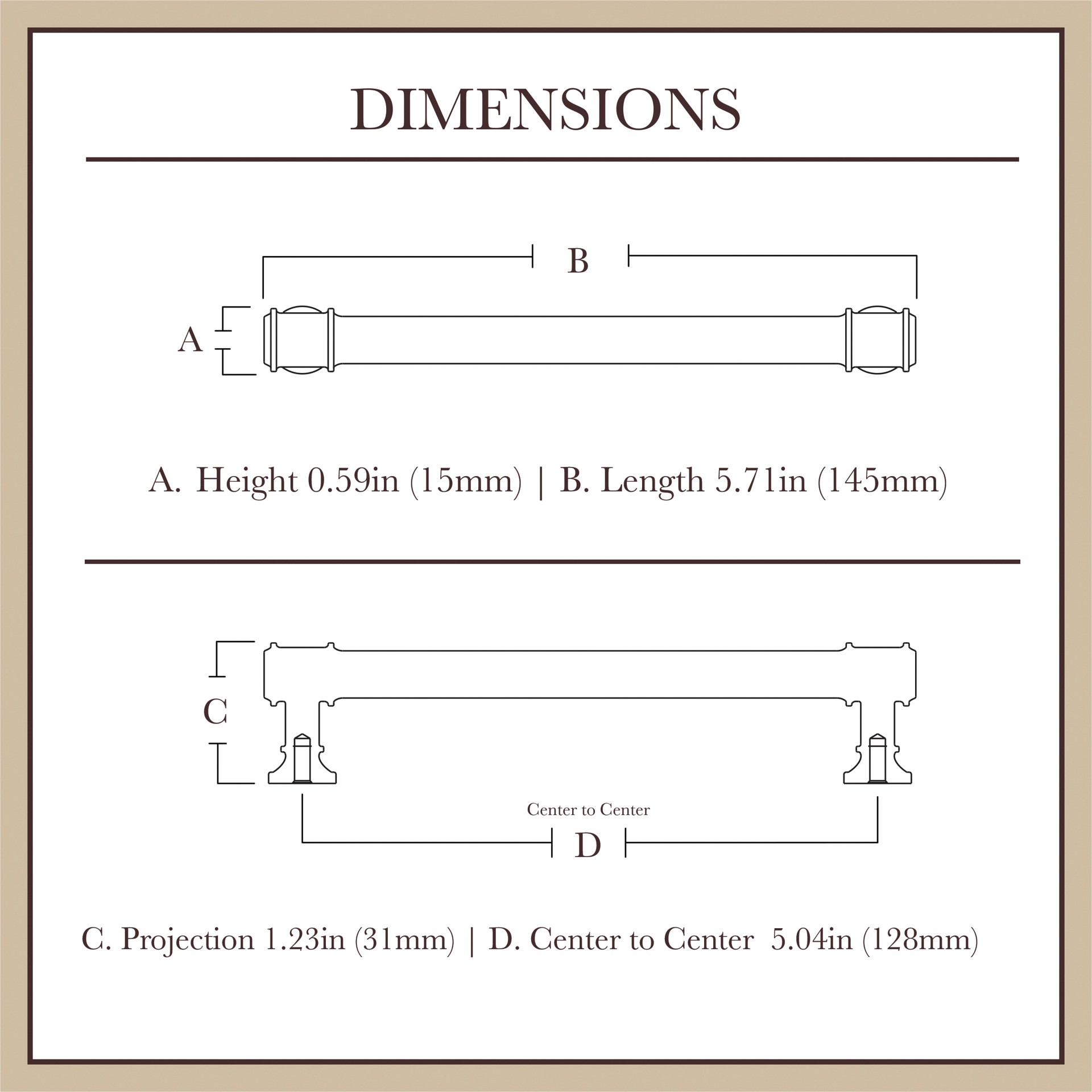 slide 6 of 6, allen + roth Magnus 5-1/16-in , 128mm Center to Center Matte Black Cylindrical Bar Drawer Pull, 1 ct