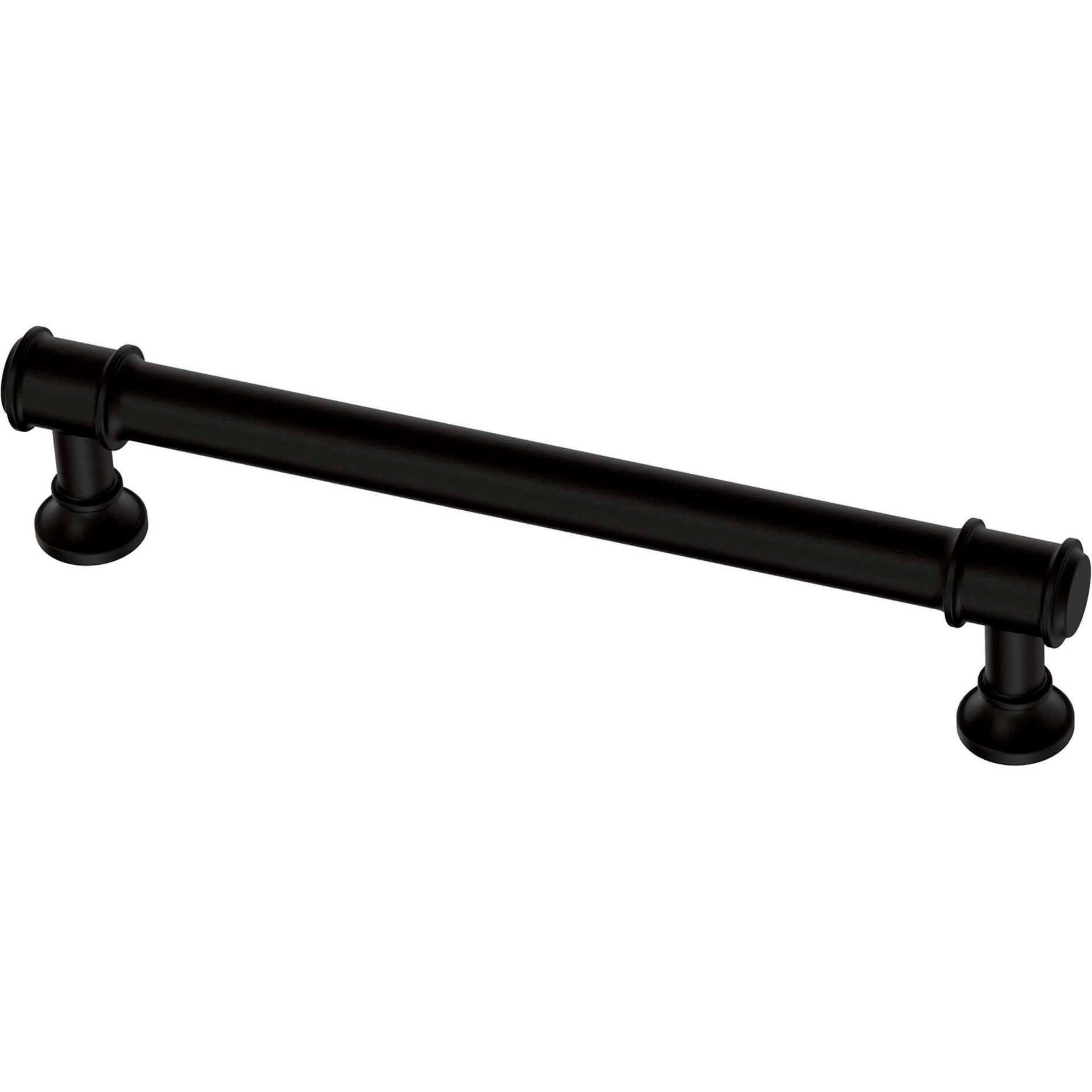 slide 1 of 6, allen + roth Magnus 5-1/16-in , 128mm Center to Center Matte Black Cylindrical Bar Drawer Pull, 1 ct
