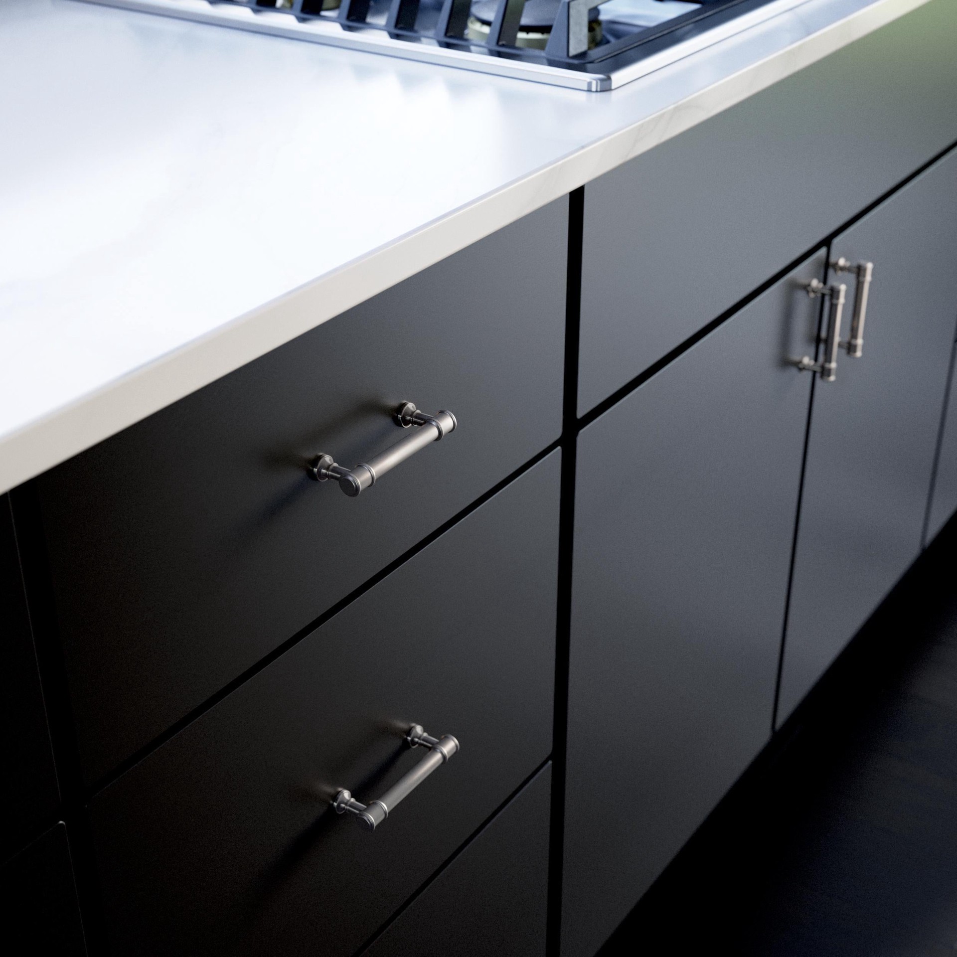 slide 2 of 6, allen + roth Magnus 3-in , 76mm Center to Center Satin Nickel Cylindrical Bar Drawer Pull, 1 ct