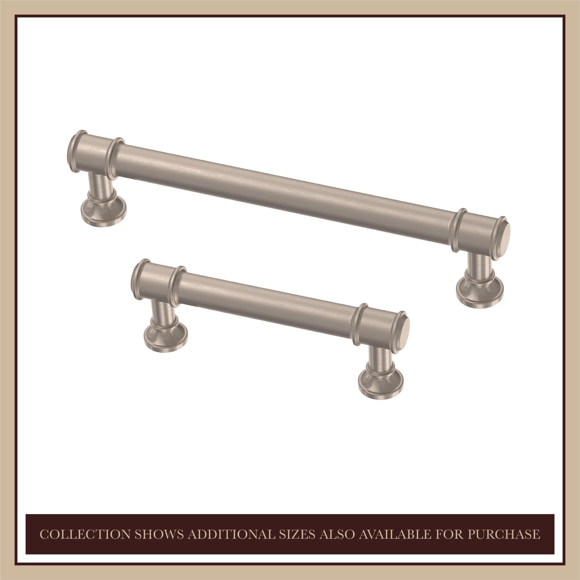 slide 3 of 6, allen + roth Magnus 3-in , 76mm Center to Center Satin Nickel Cylindrical Bar Drawer Pull, 1 ct