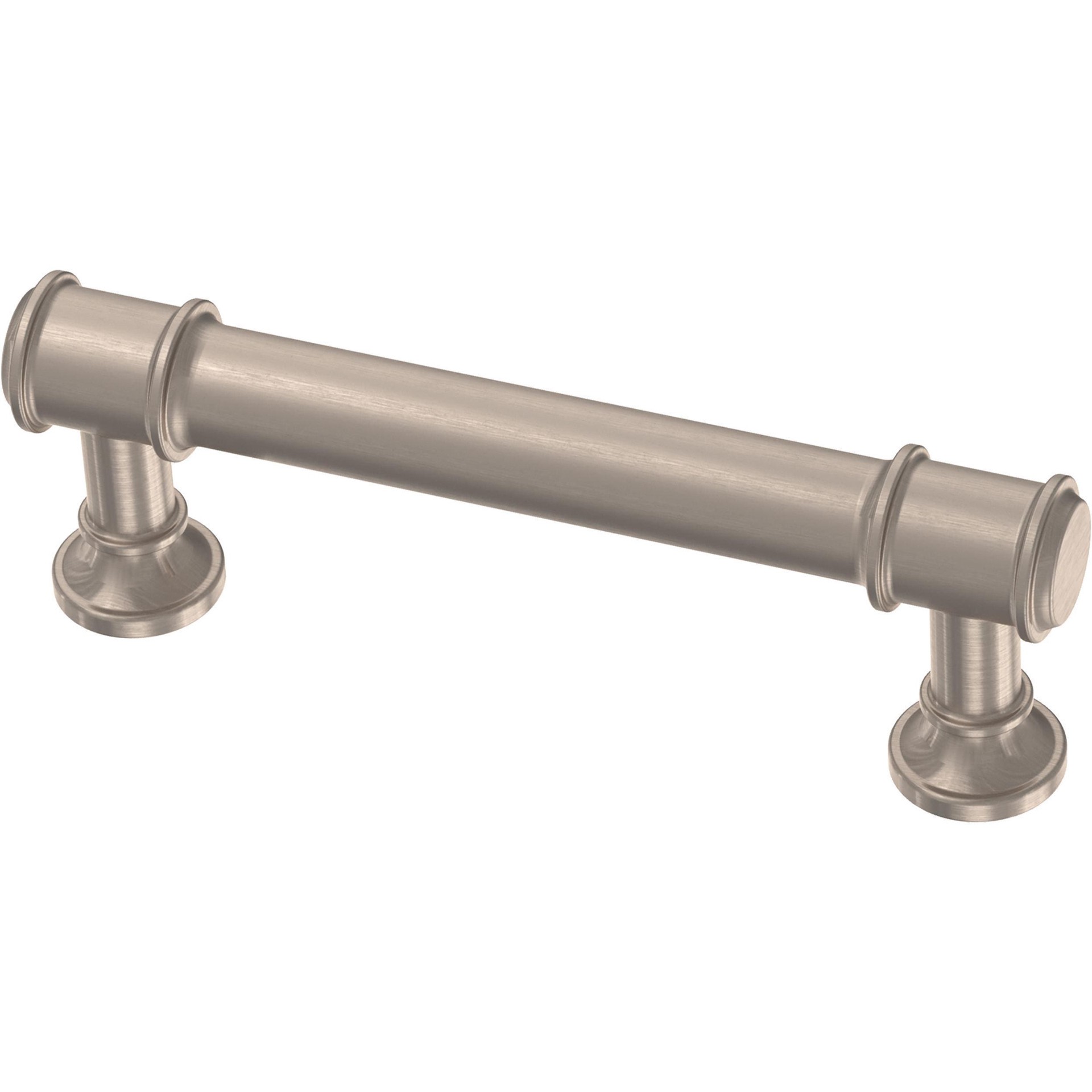 slide 1 of 6, allen + roth Magnus 3-in , 76mm Center to Center Satin Nickel Cylindrical Bar Drawer Pull, 1 ct