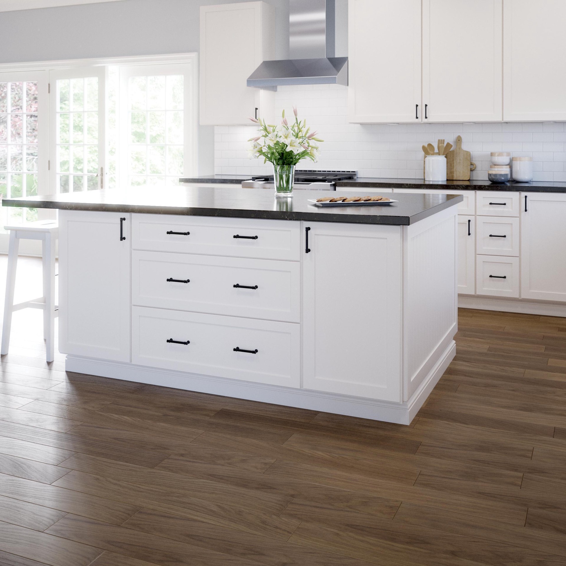 slide 5 of 6, allen + roth Magnus 3-3/4-in , 96mm Center to Center Matte Black Cylindrical Bar Drawer Pull, 1 ct