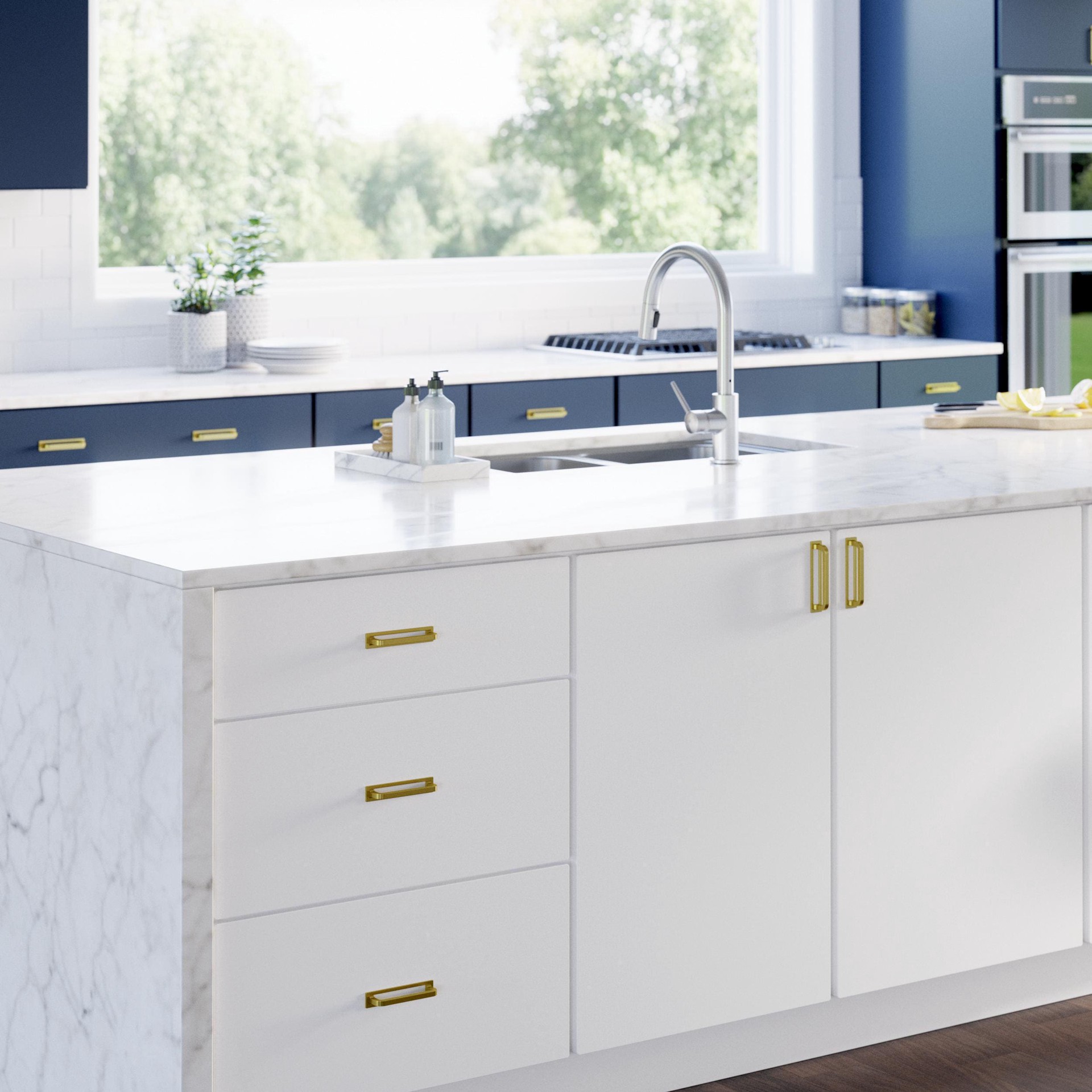 slide 4 of 6, Origin 21 Cora Reveal 3-3/4-in , 96mm Center to Center Brushed Gold Arch Handle Drawer Pull, 1 ct