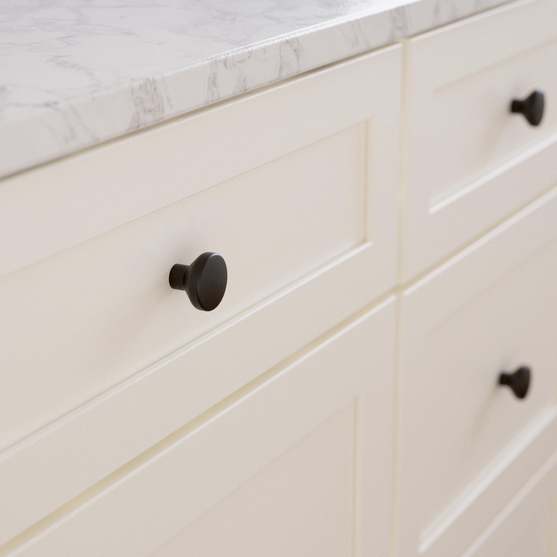 slide 2 of 6, allen + roth Lis 1-1/4-in Matte Black Round Classic Cabinet Knob, 1 ct