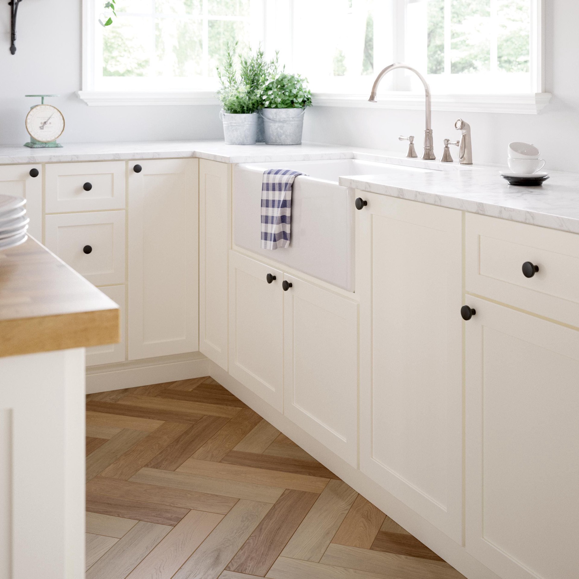 slide 4 of 6, allen + roth Lis 1-1/4-in Matte Black Round Classic Cabinet Knob, 1 ct