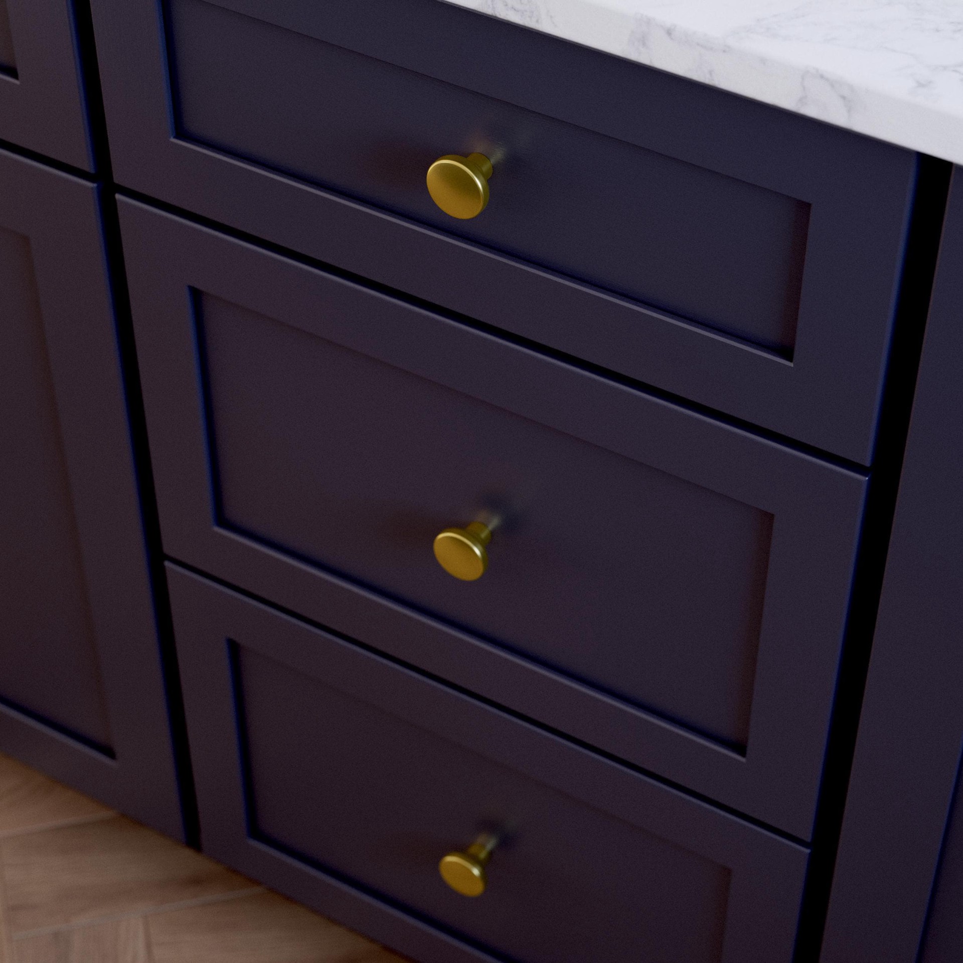 slide 2 of 6, allen + roth Lis 1-1/4-in Brushed Gold Round Classic Cabinet Knob, 1 ct