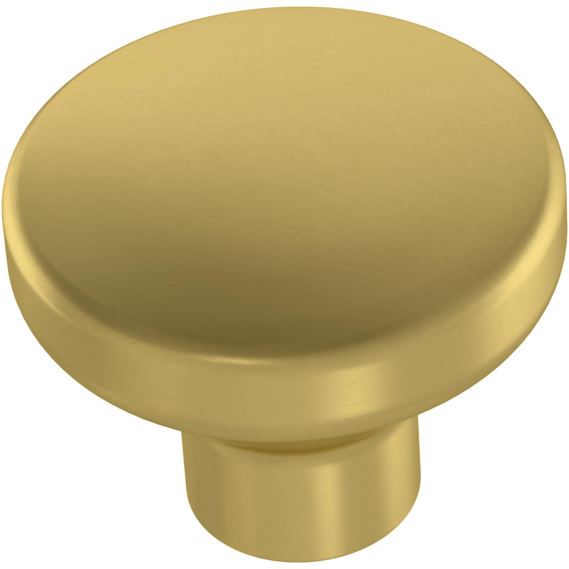 slide 1 of 6, allen + roth Lis 1-1/4-in Brushed Gold Round Classic Cabinet Knob, 1 ct