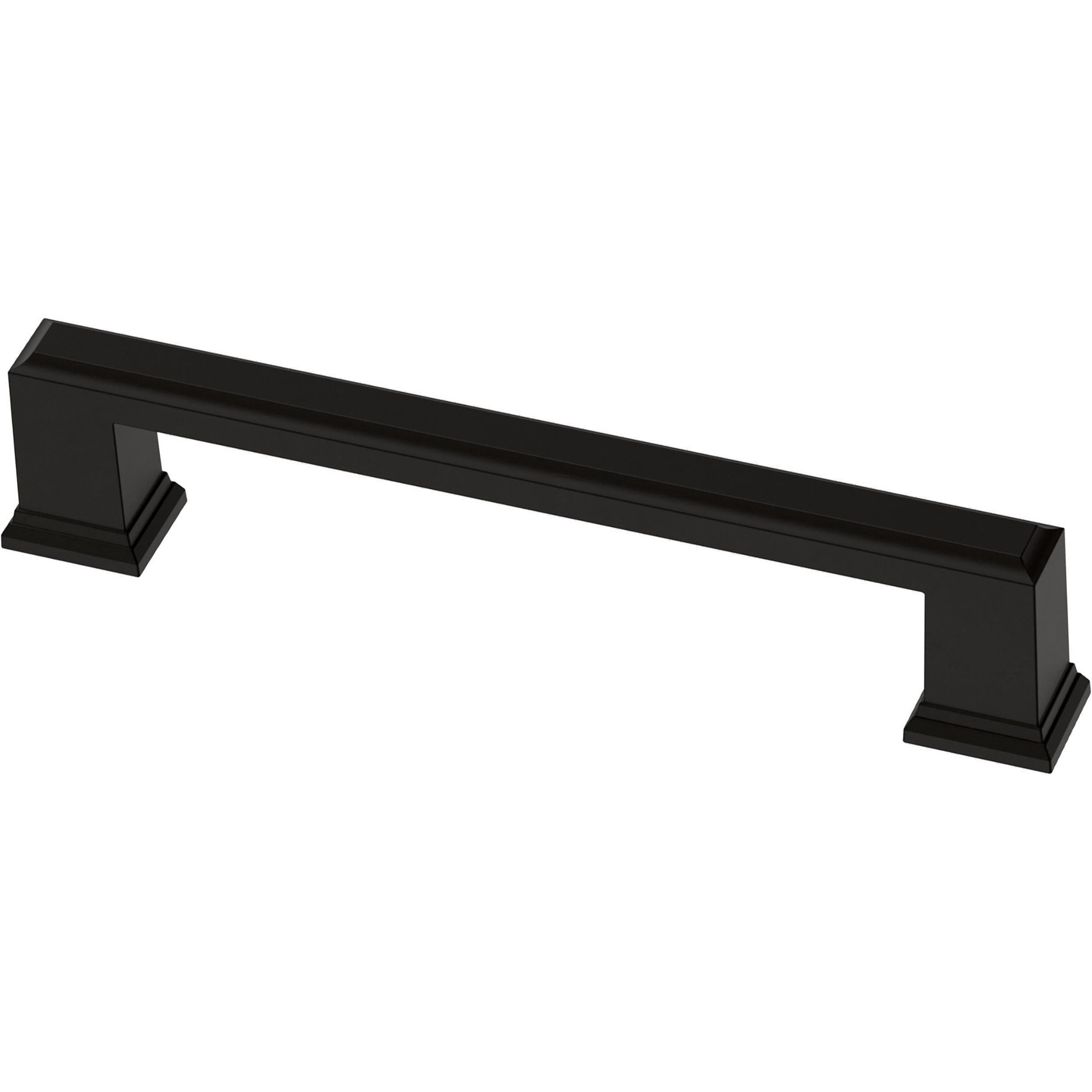 slide 1 of 6, allen + roth Beaumont 5-1/16-in , 128mm Center to Center Matte Black Rectangular Handle Drawer Pull, 1 ct