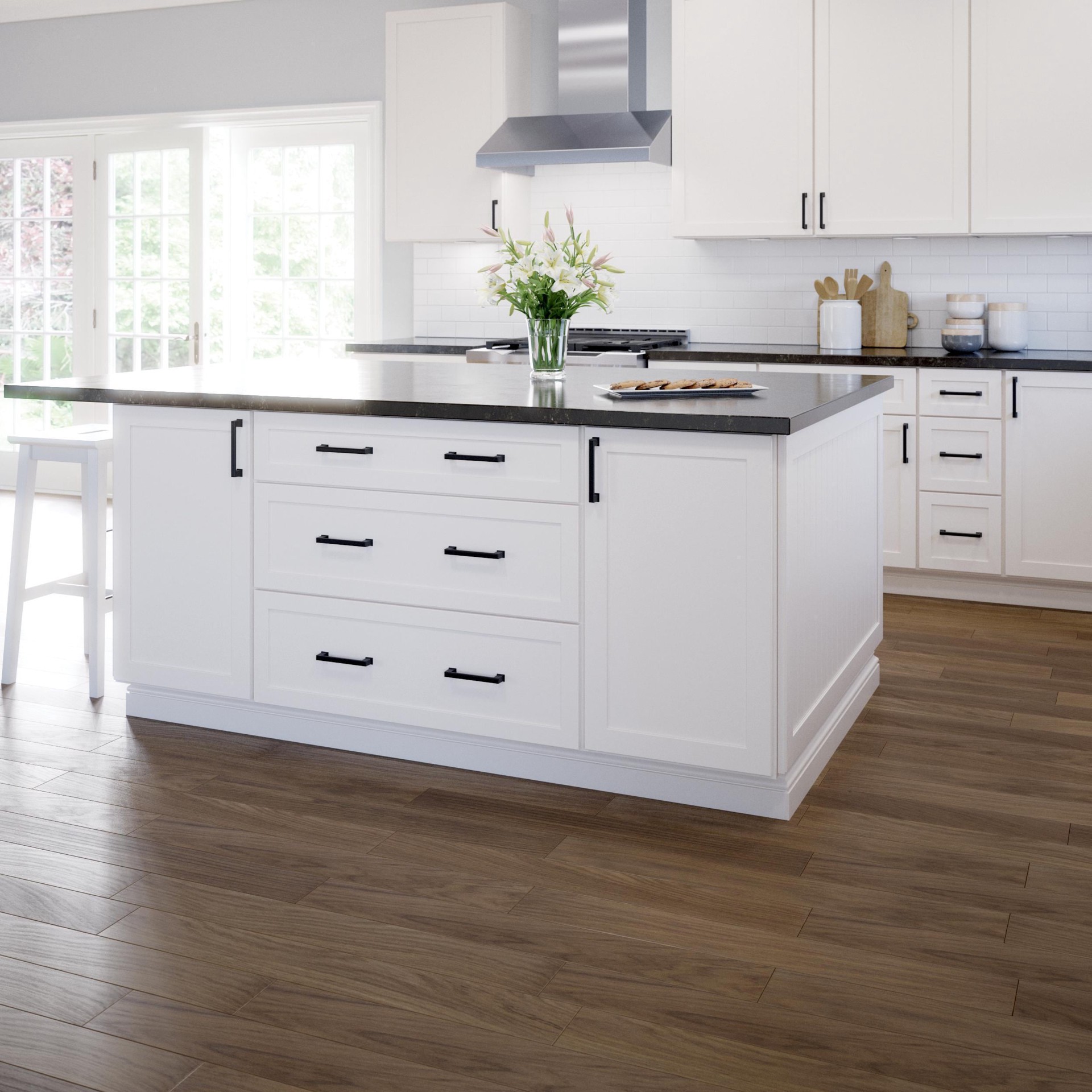 slide 4 of 6, allen + roth Beaumont 5-1/16-in , 128mm Center to Center Matte Black Rectangular Handle Drawer Pull, 1 ct