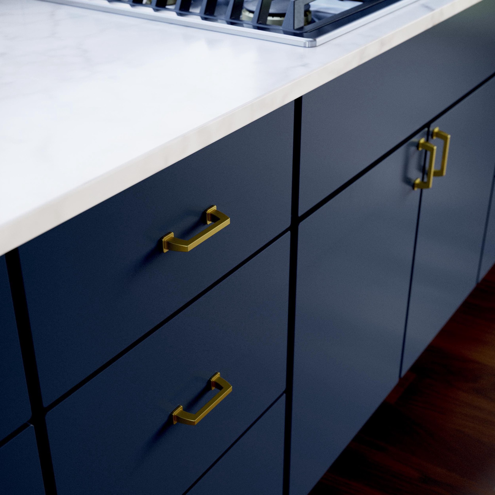 slide 2 of 6, Origin 21 Mattis 3-in , 76mm Center to Center Brushed Gold Rectangular Handle Drawer Pull, 1 ct