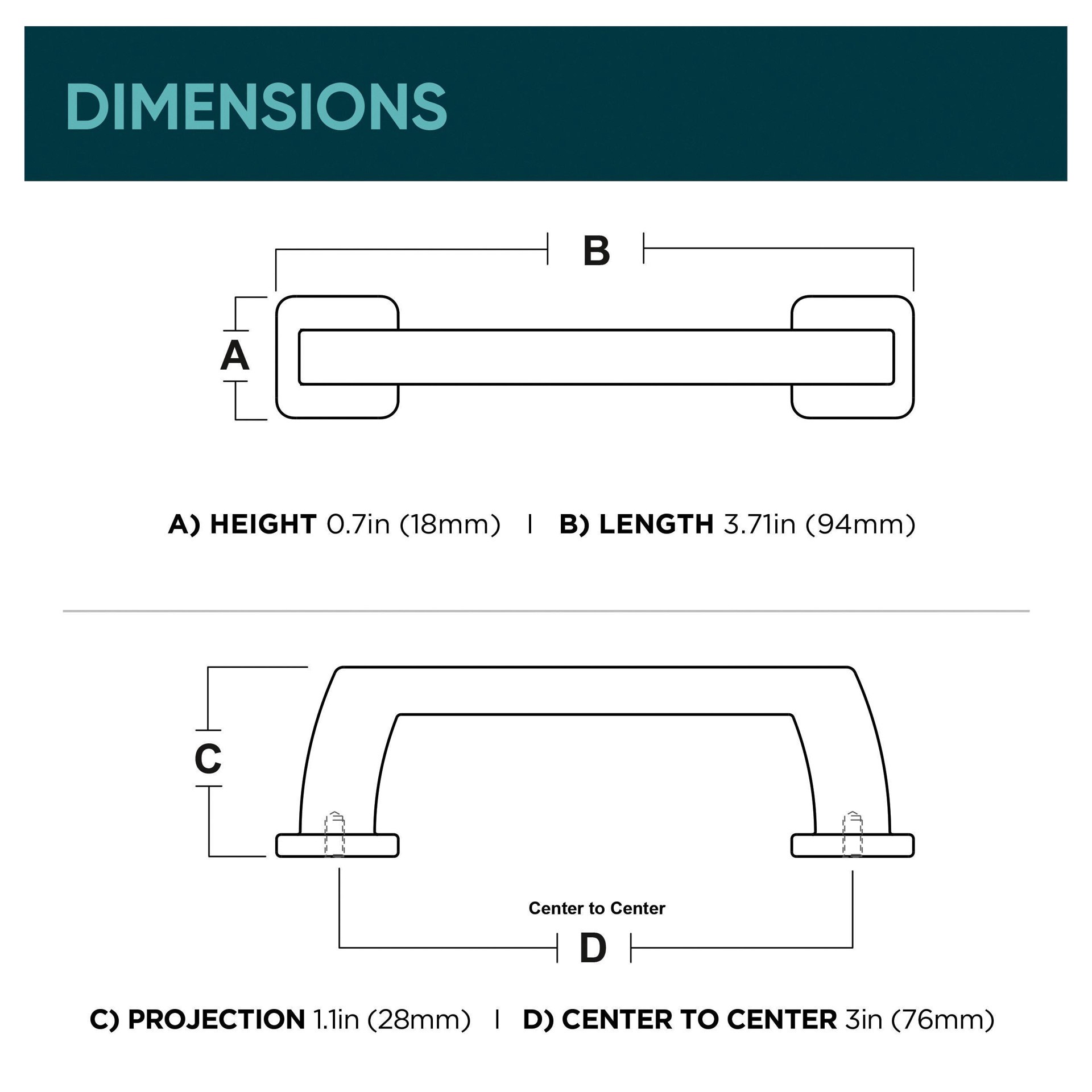 slide 6 of 6, Origin 21 Mattis 3-in , 76mm Center to Center Brushed Gold Rectangular Handle Drawer Pull, 1 ct