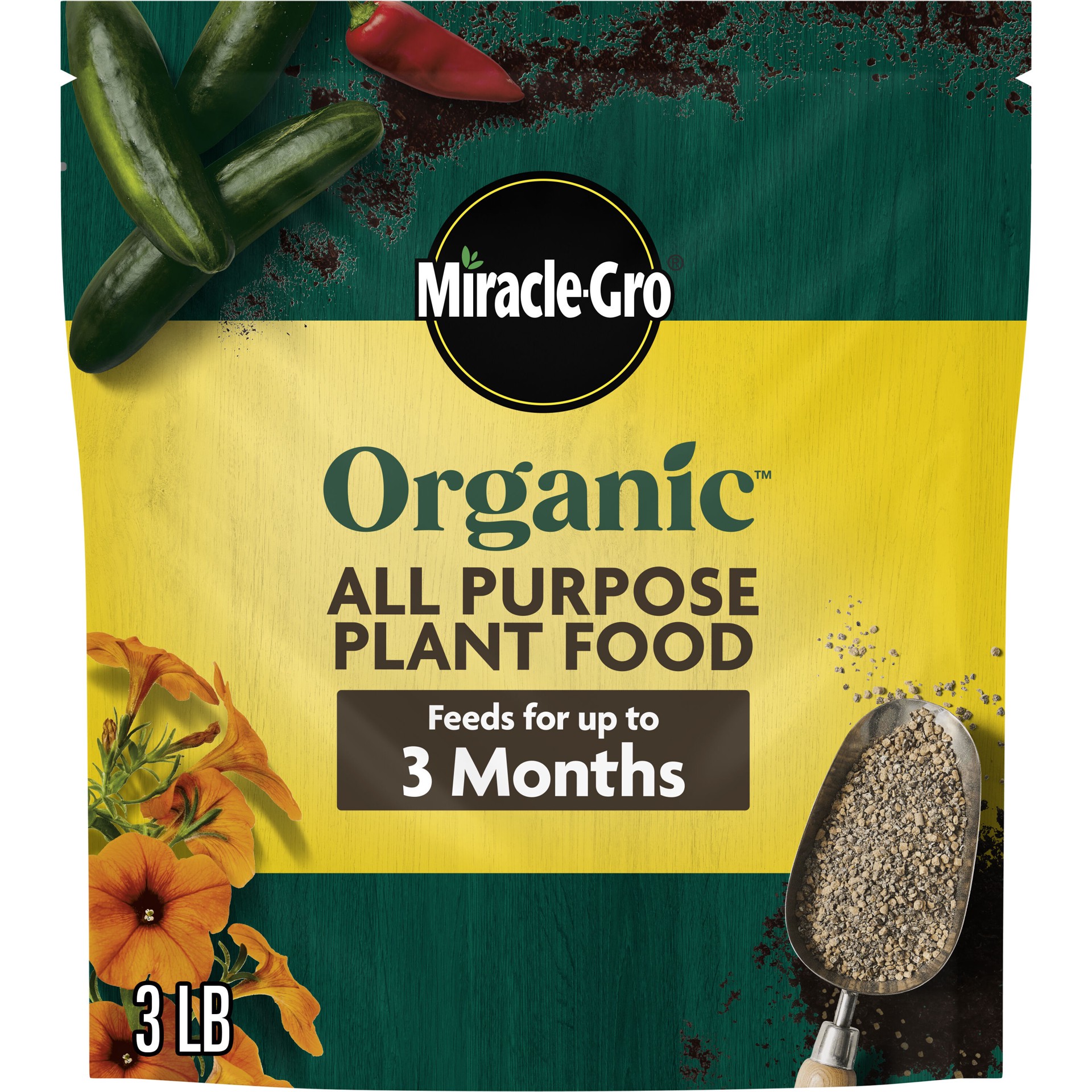 slide 1 of 6, Miracle-Gro Organic 3-lb 5-2-2 All-purpose Organic Food, 1 ct