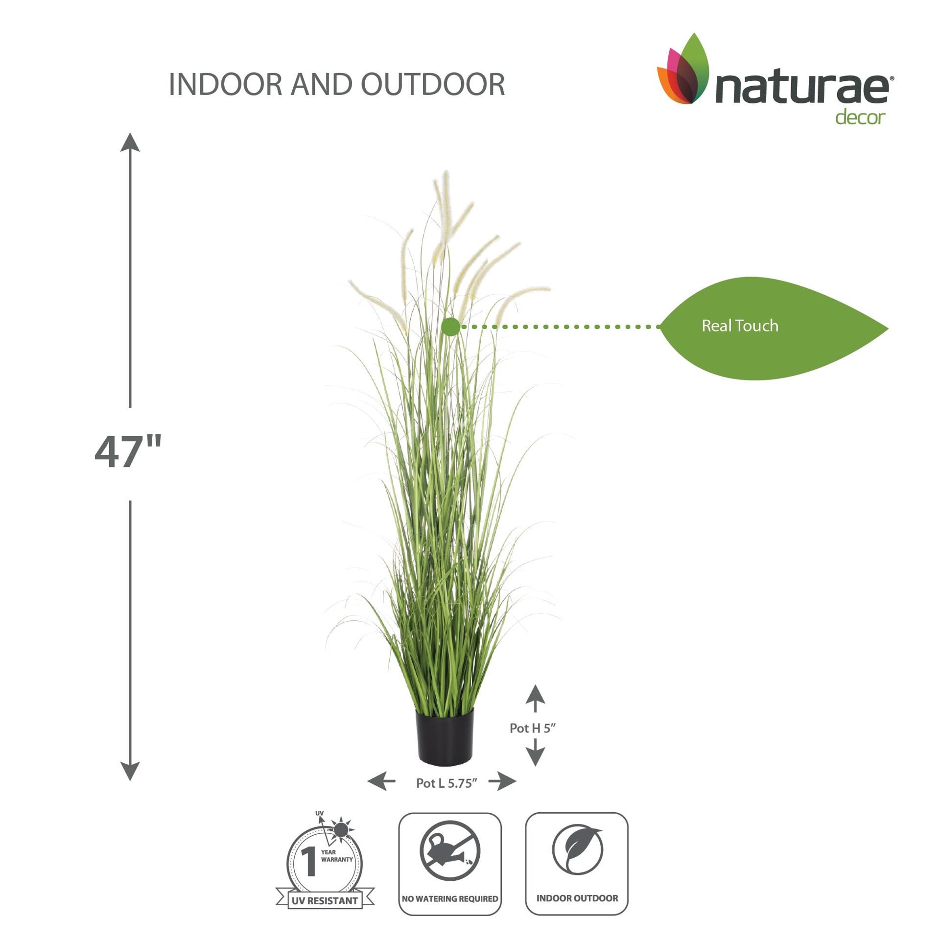 slide 2 of 5, naturae decor 47.2-in Green Indoor/Outdoor Floor Pampas Grass Artificial plant, 1 ct