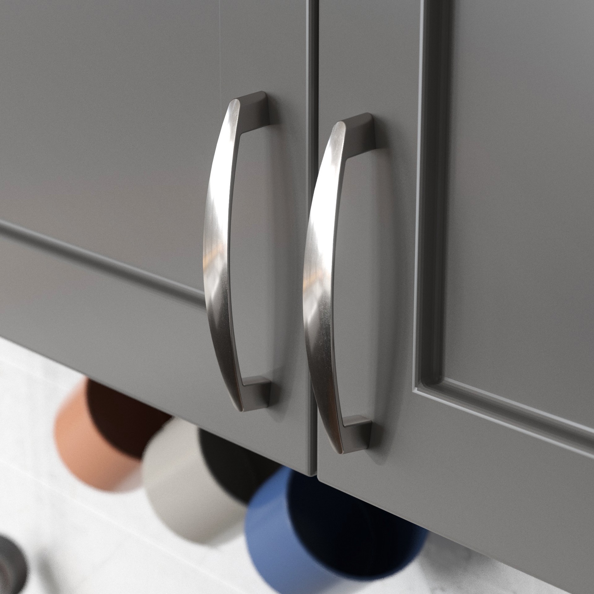 slide 3 of 5, allen + roth Juniper 5-in , 128mm Center to Center Satin nickel Arch Handle Drawer Pull, 1 ct