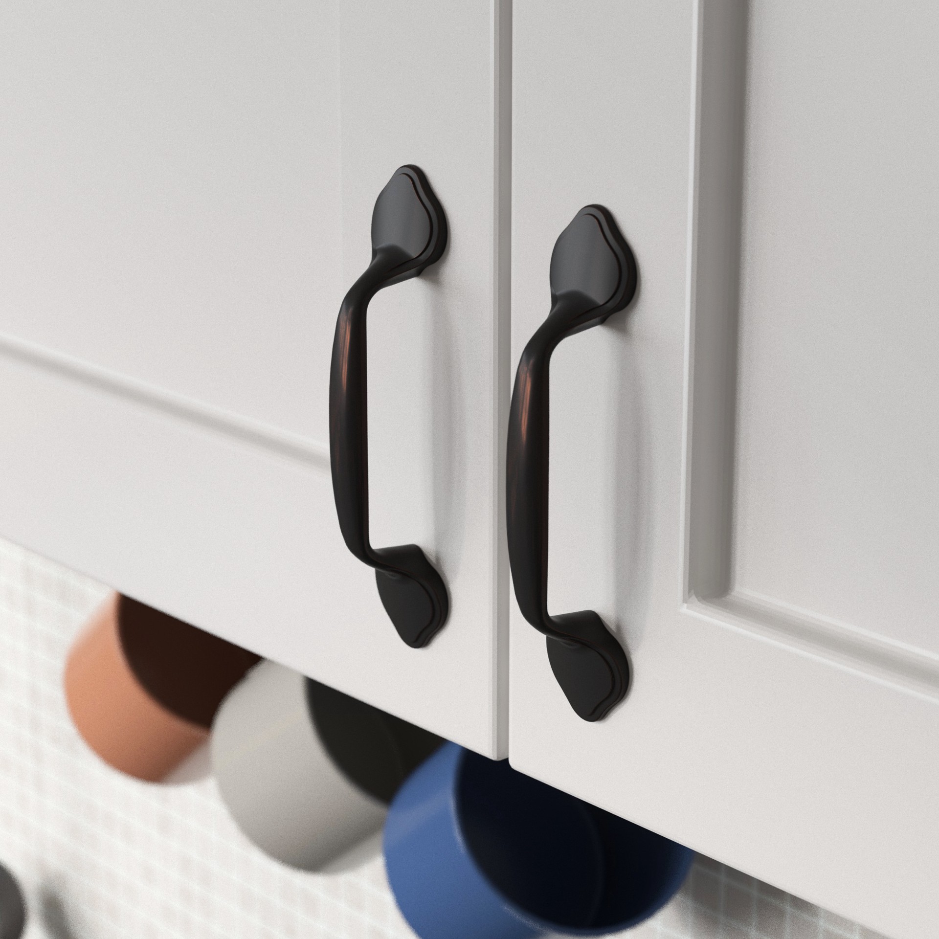 slide 3 of 5, allen + roth Spade Pull 3-in , 76mm Center to Center Aged bronze Arch Handle Drawer Pull, 1 ct