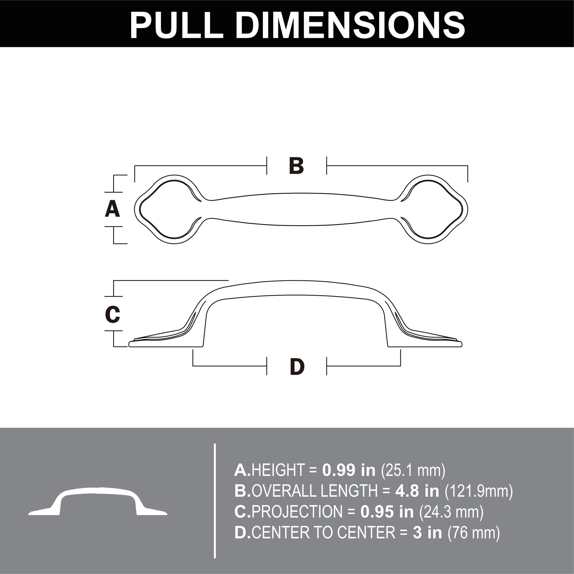 slide 5 of 5, allen + roth Spade Pull 3-in , 76mm Center to Center Aged bronze Arch Handle Drawer Pull, 1 ct