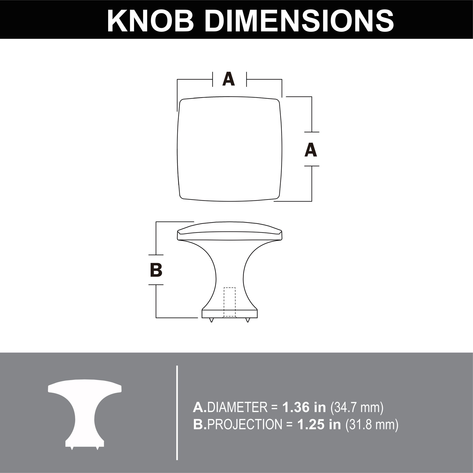 slide 5 of 5, allen + roth Marigold 1-3/8-in Aged bronze Square Modern Cabinet Knob, 1 ct