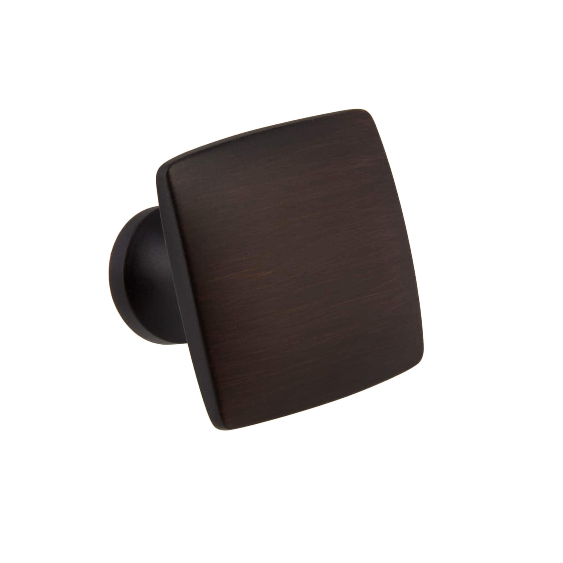 slide 1 of 5, allen + roth Marigold 1-3/8-in Aged bronze Square Modern Cabinet Knob, 1 ct