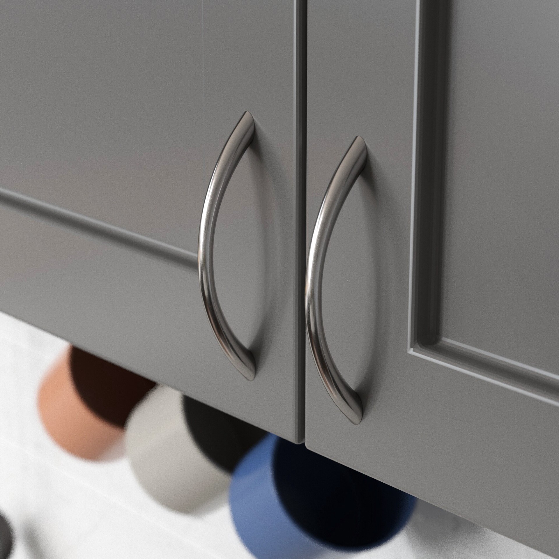 slide 3 of 5, allen + roth Krystyn 3-7/9-in , 96mm Center to Center Satin nickel Arch Handle Drawer Pull, 1 ct