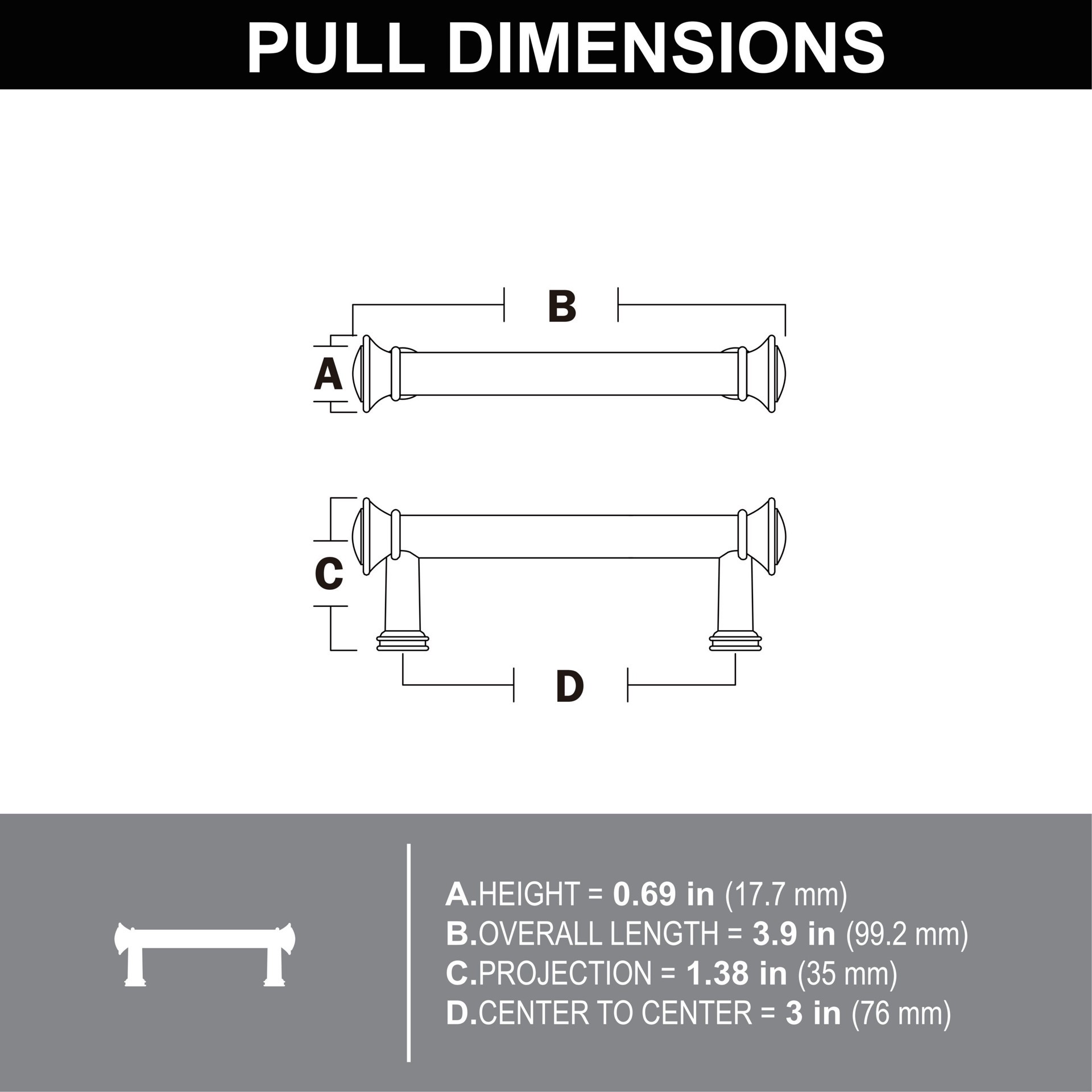 slide 5 of 5, allen + roth AGNES 3-in , 76mm Center to Center Polished nickel Novelty Handle Drawer Pull, 1 ct