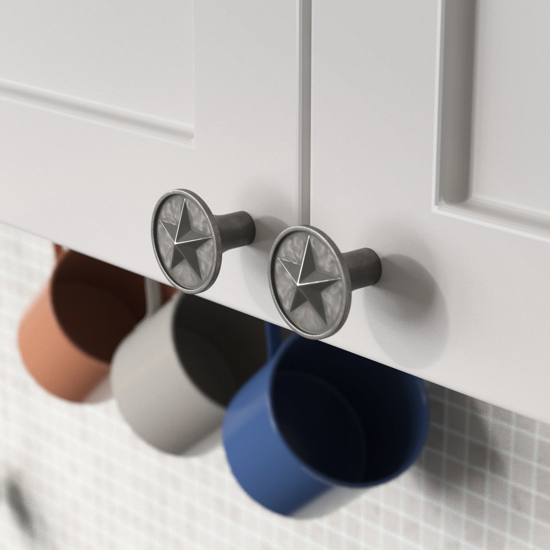 slide 3 of 5, allen + roth LONG STAR 1-1/2-in Pewter Round Traditional Cabinet Knob, 1 ct