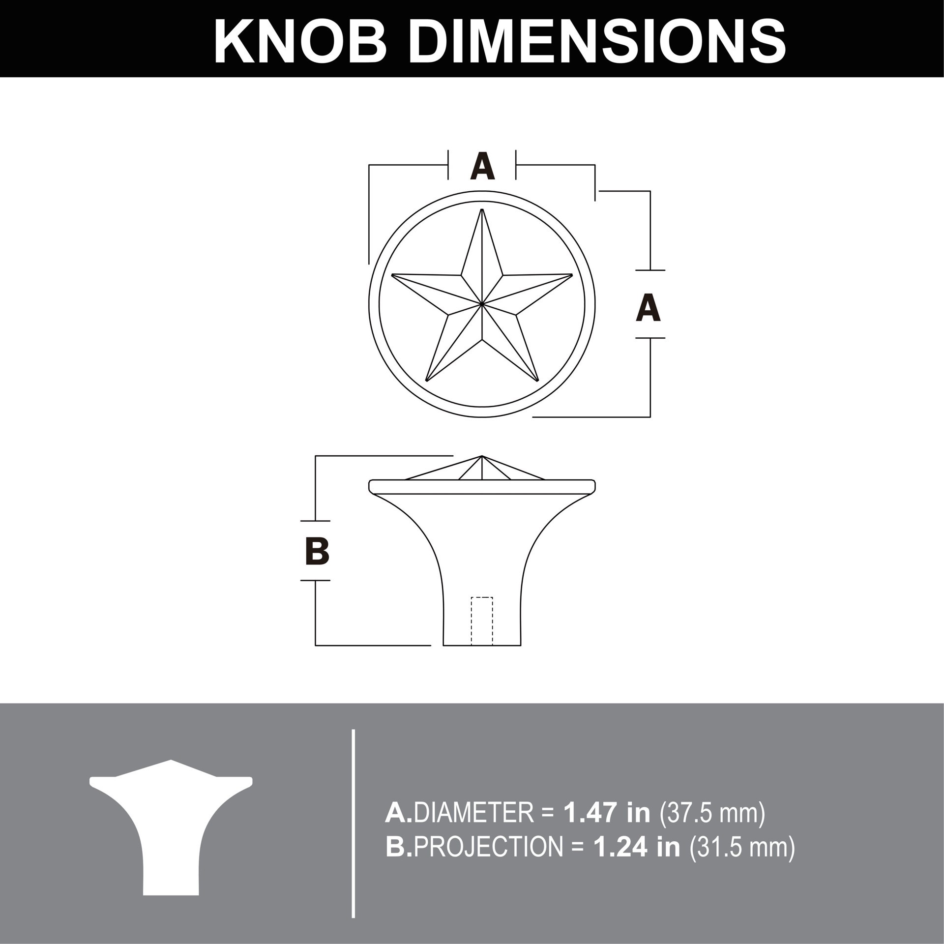 slide 5 of 5, allen + roth LONG STAR 1-1/2-in Pewter Round Traditional Cabinet Knob, 1 ct