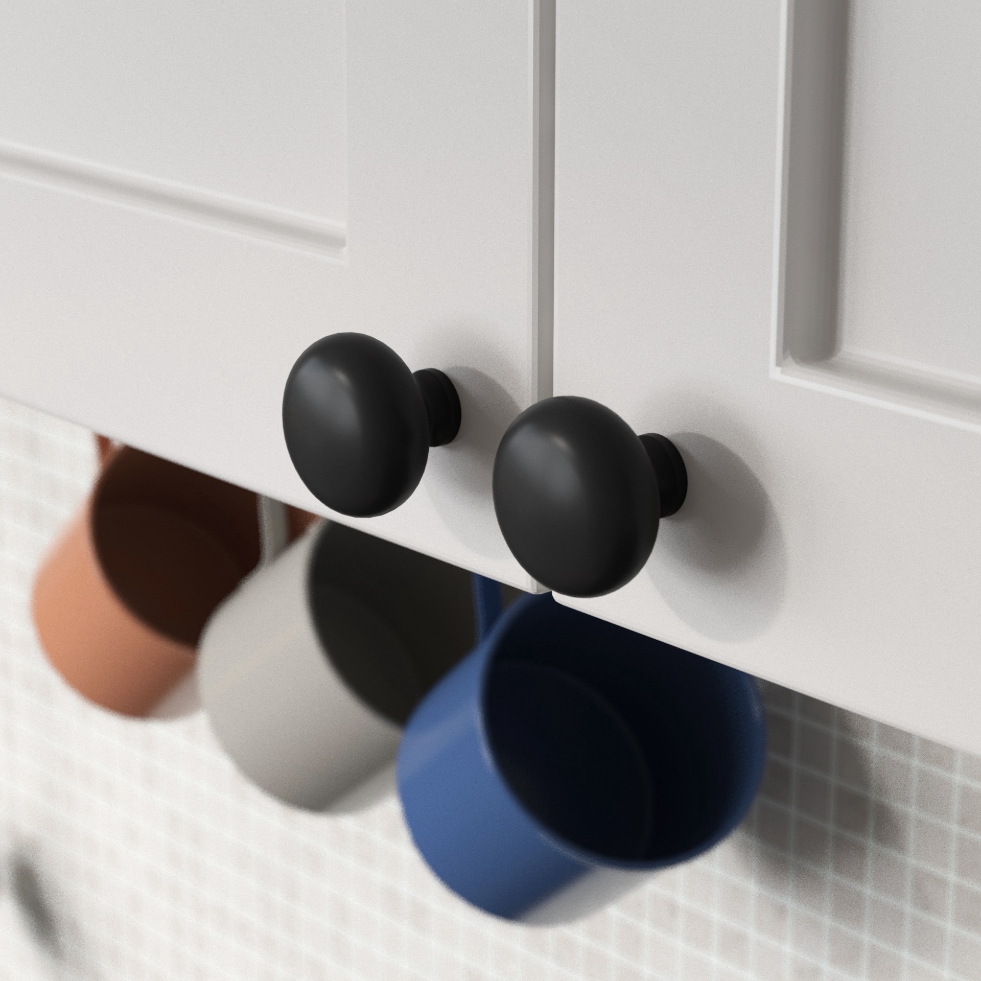 slide 3 of 5, allen + roth CHARLES 1-3/8-in Matte black Round Transitional Cabinet Knob, 1 ct