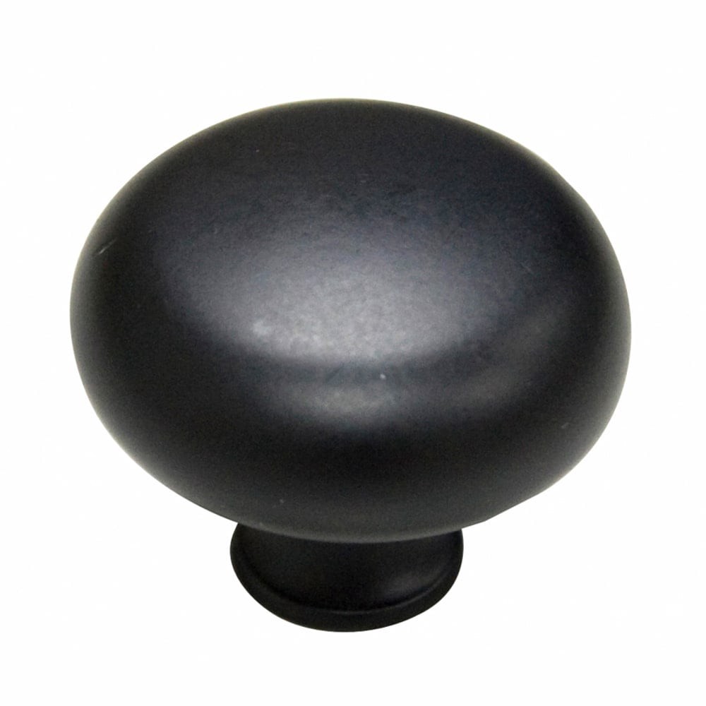 slide 1 of 5, allen + roth CHARLES 1-3/8-in Matte black Round Transitional Cabinet Knob, 1 ct