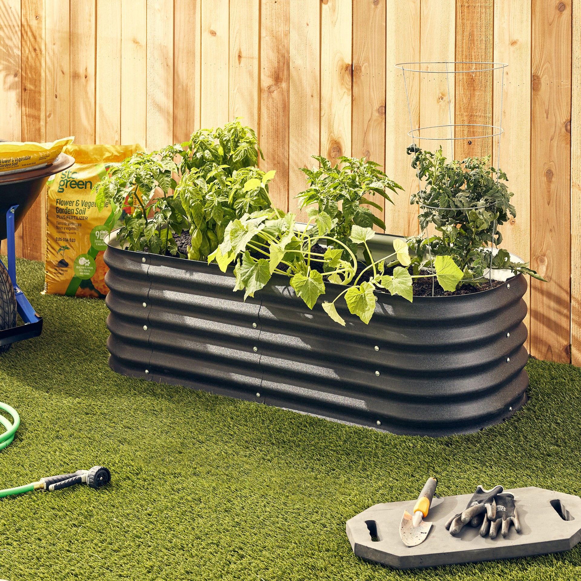 slide 5 of 6, Sta-Green 12.5-cu ft 24-in W x 59-in L x 17-in H Black Rust Resistant Metal Raised Garden Bed, 1 ct