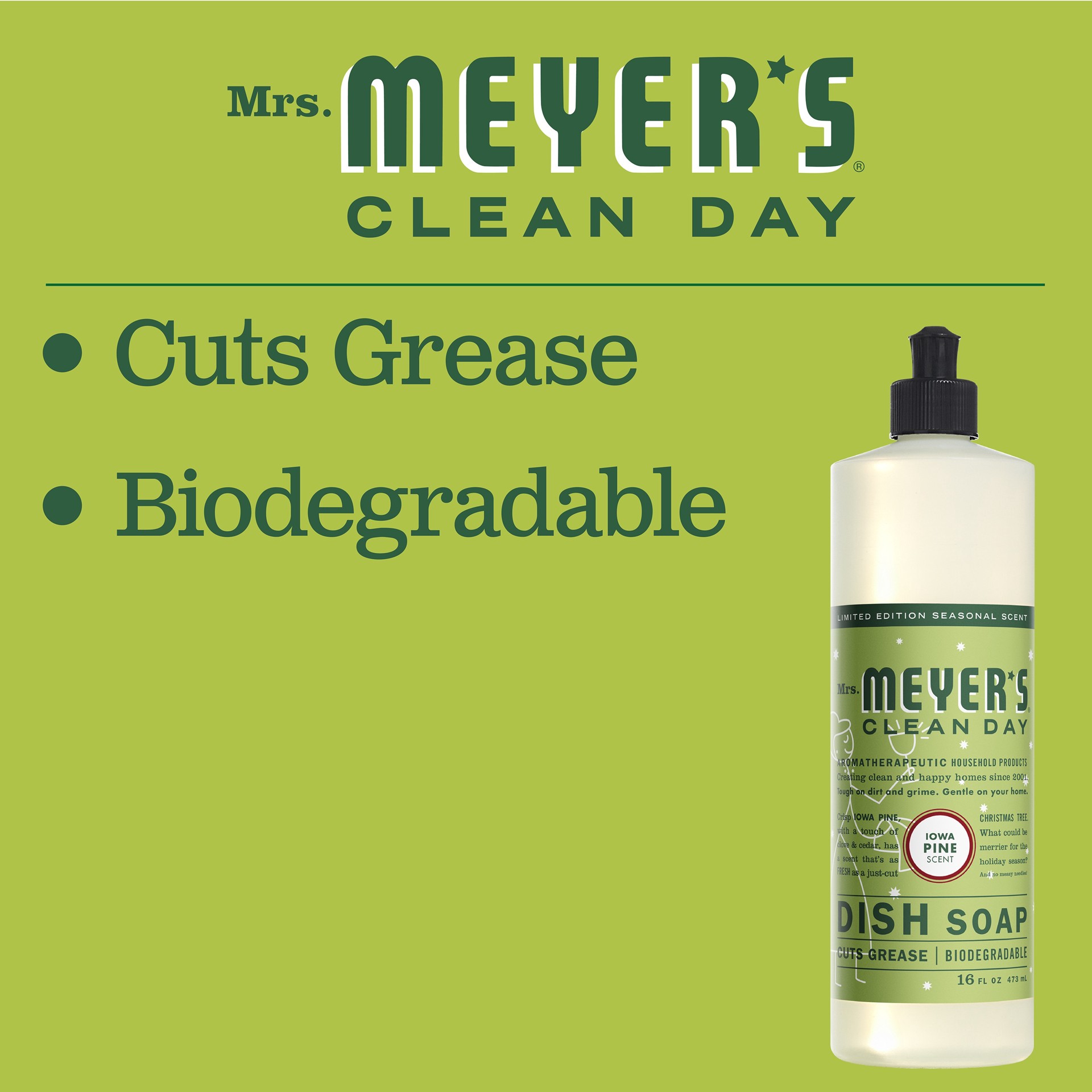 slide 5 of 6, MRS MEYERS CLEAN DAY 16-fl oz Iowa Pine Dish Soap, 1 ct