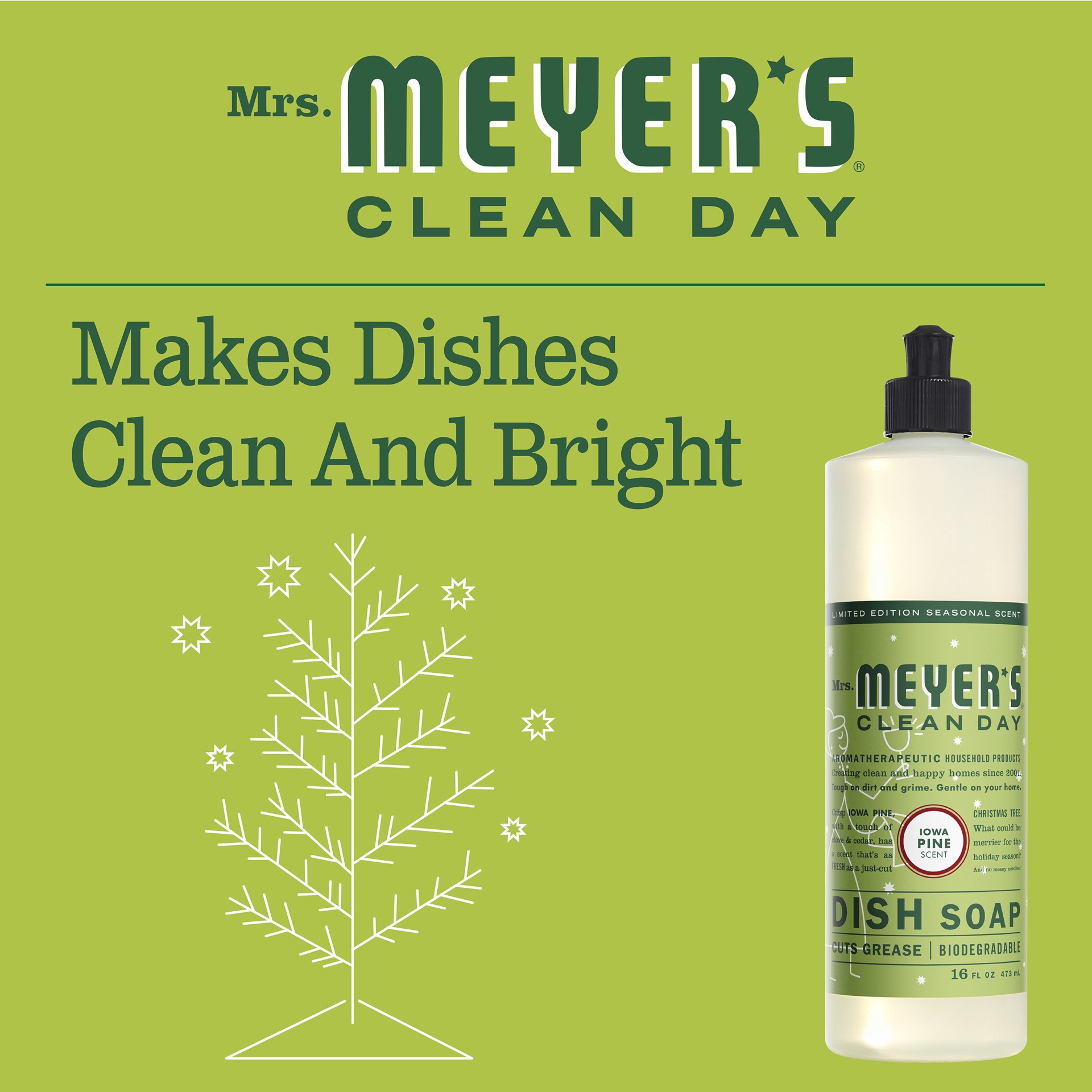 slide 6 of 6, MRS MEYERS CLEAN DAY 16-fl oz Iowa Pine Dish Soap, 1 ct