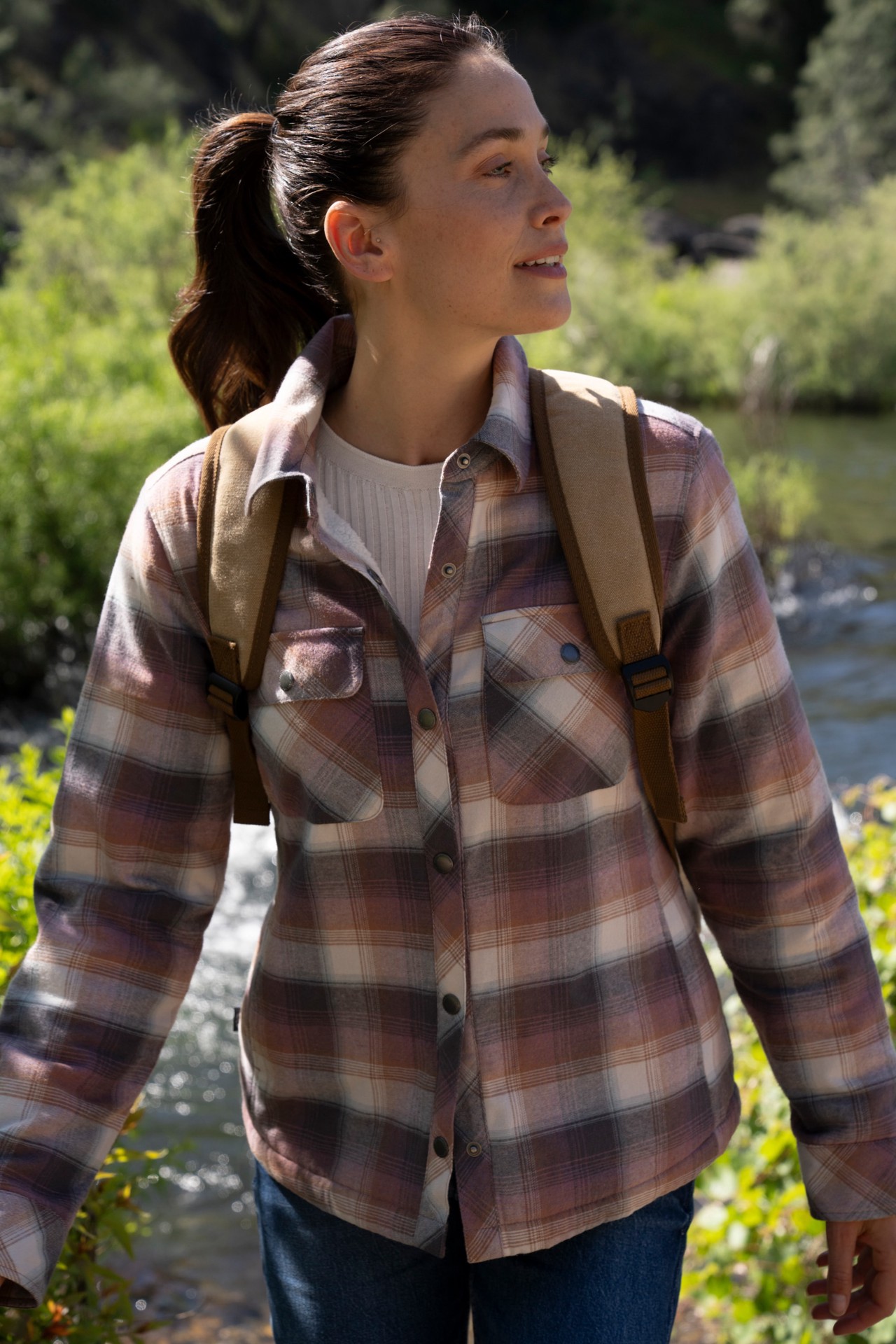 slide 6 of 6, Free Country Women's Driftwood Plaid Flannel Shirt jacket ( Large ), 1 ct
