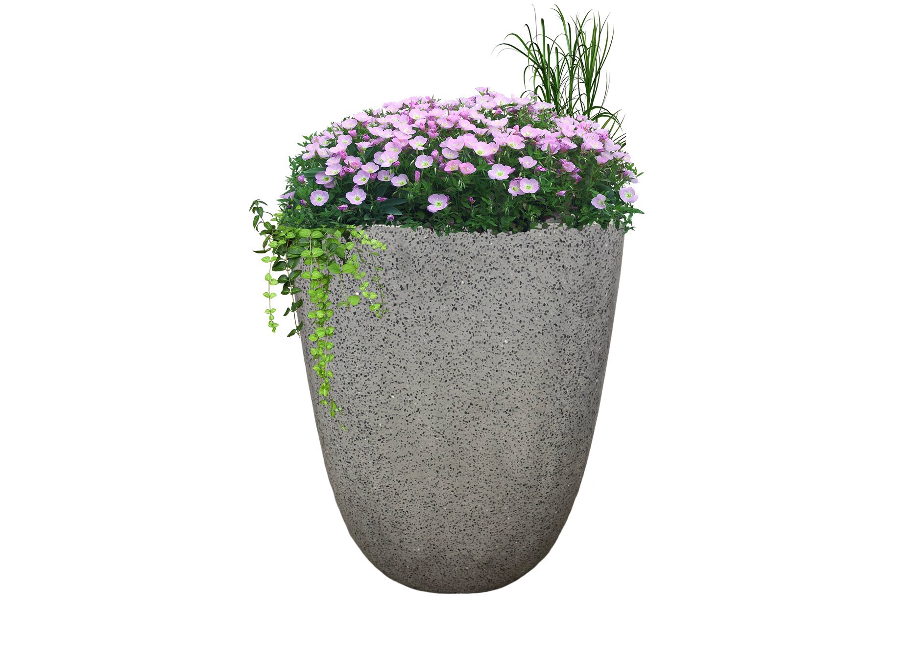 slide 3 of 4, allen + roth Round 15.75-in W x 15.75-in L Gray Cement Indoor/Outdoor Planter, 1 ct