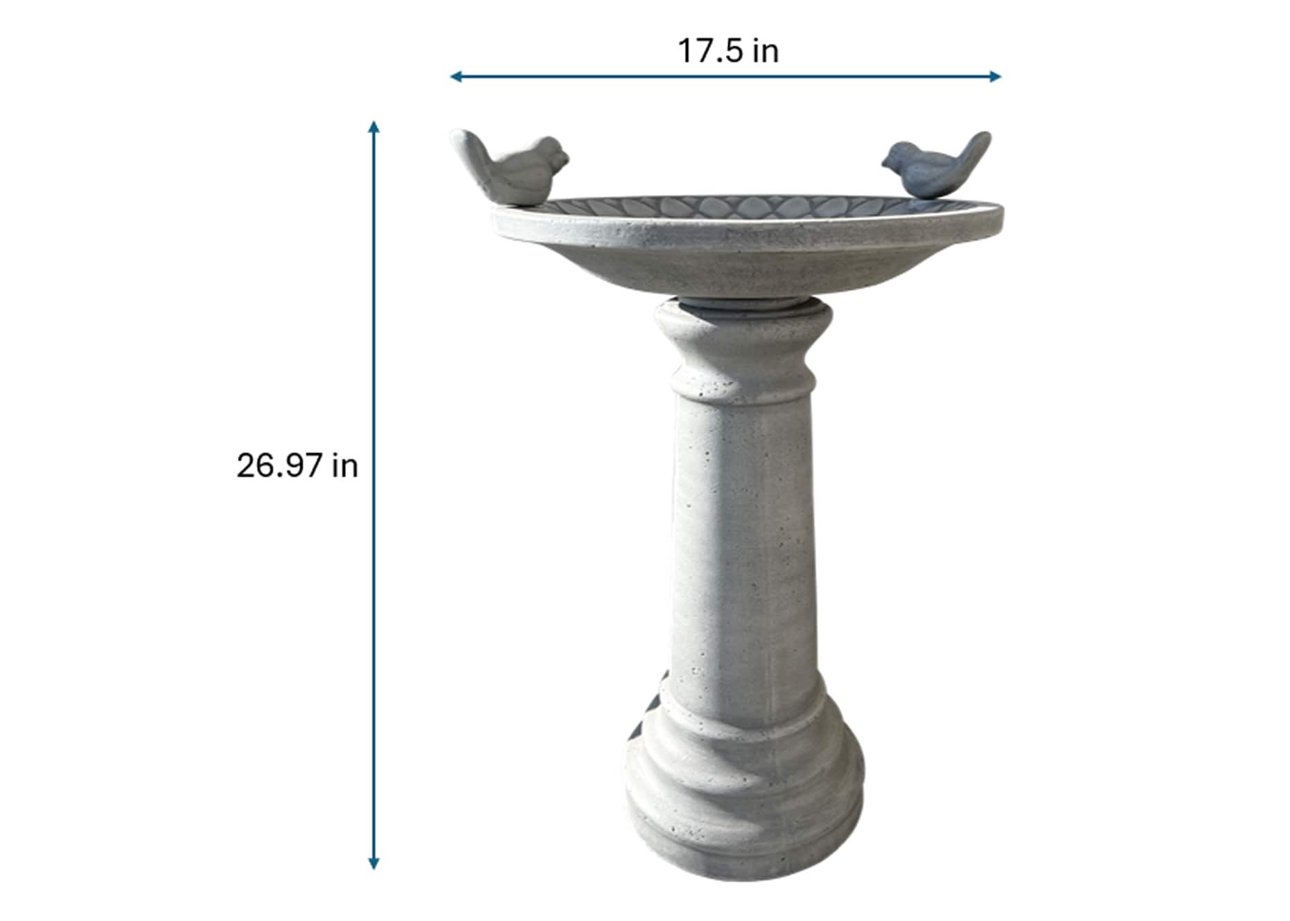 slide 4 of 4, allen + roth 21-in H Gray Cement Complete birdbath, 1 ct