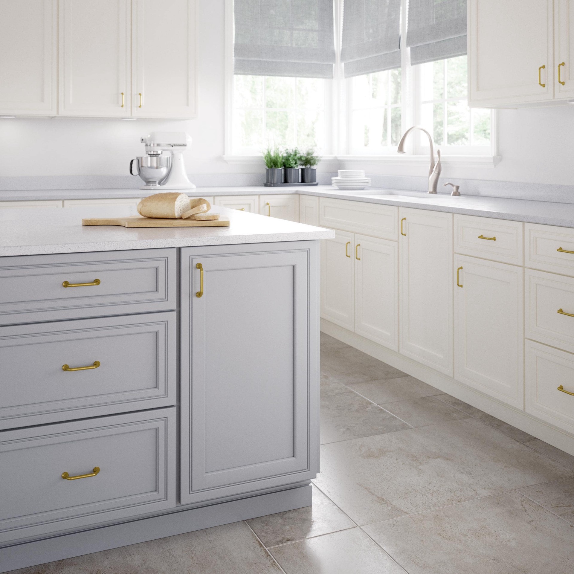 slide 4 of 6, Origin 21 Emma 3-in , 76mm Center to Center Brushed Gold Cylindrical Handle Drawer Pull, 1 ct