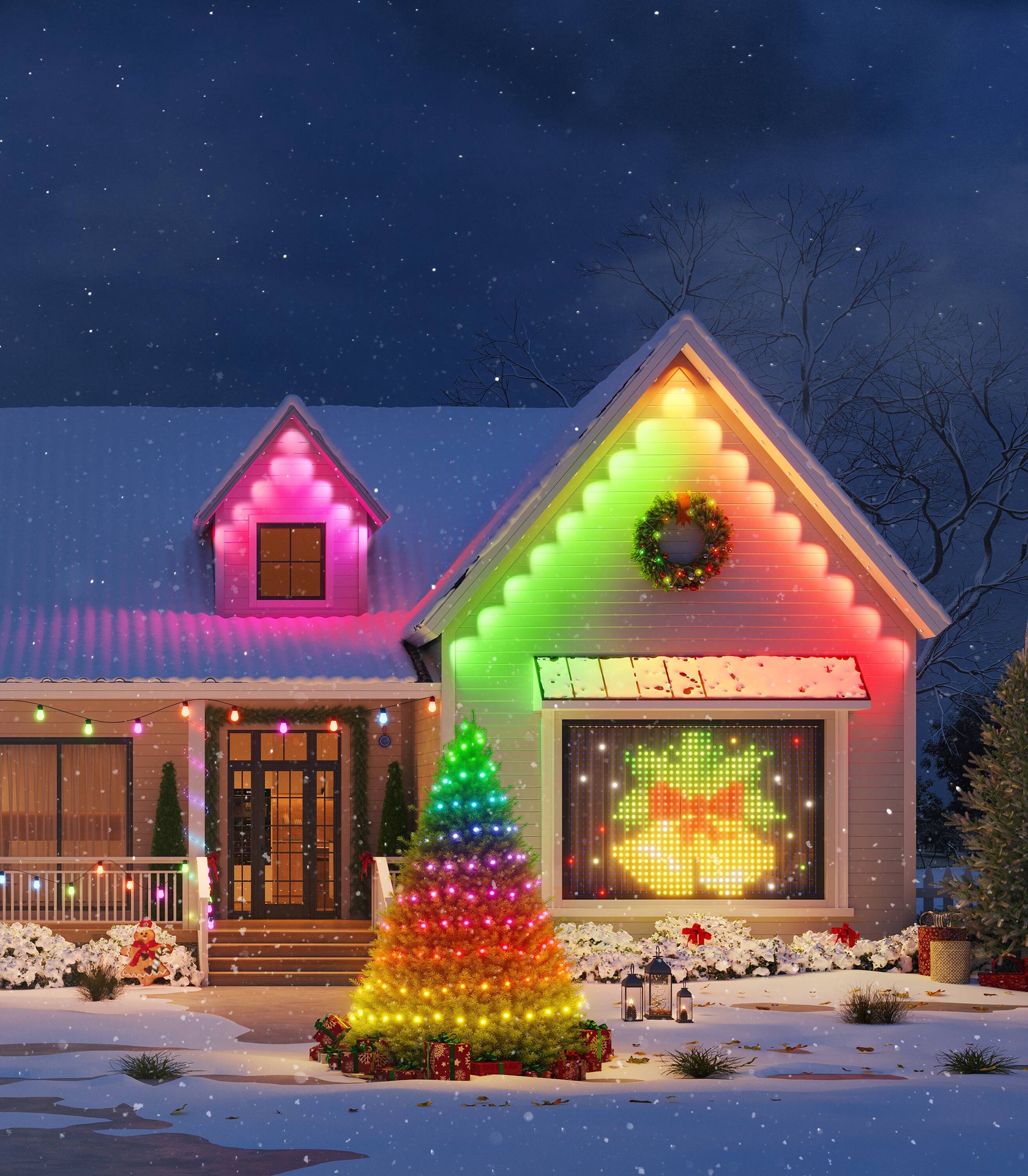 slide 3 of 6, Govee 100-ft Plug-in White Indoor/Outdoor String Light with Color changing -Light LED Mini Bulbs Bluetooth Compatibility Wi-Fi Compatibility, 1 ct