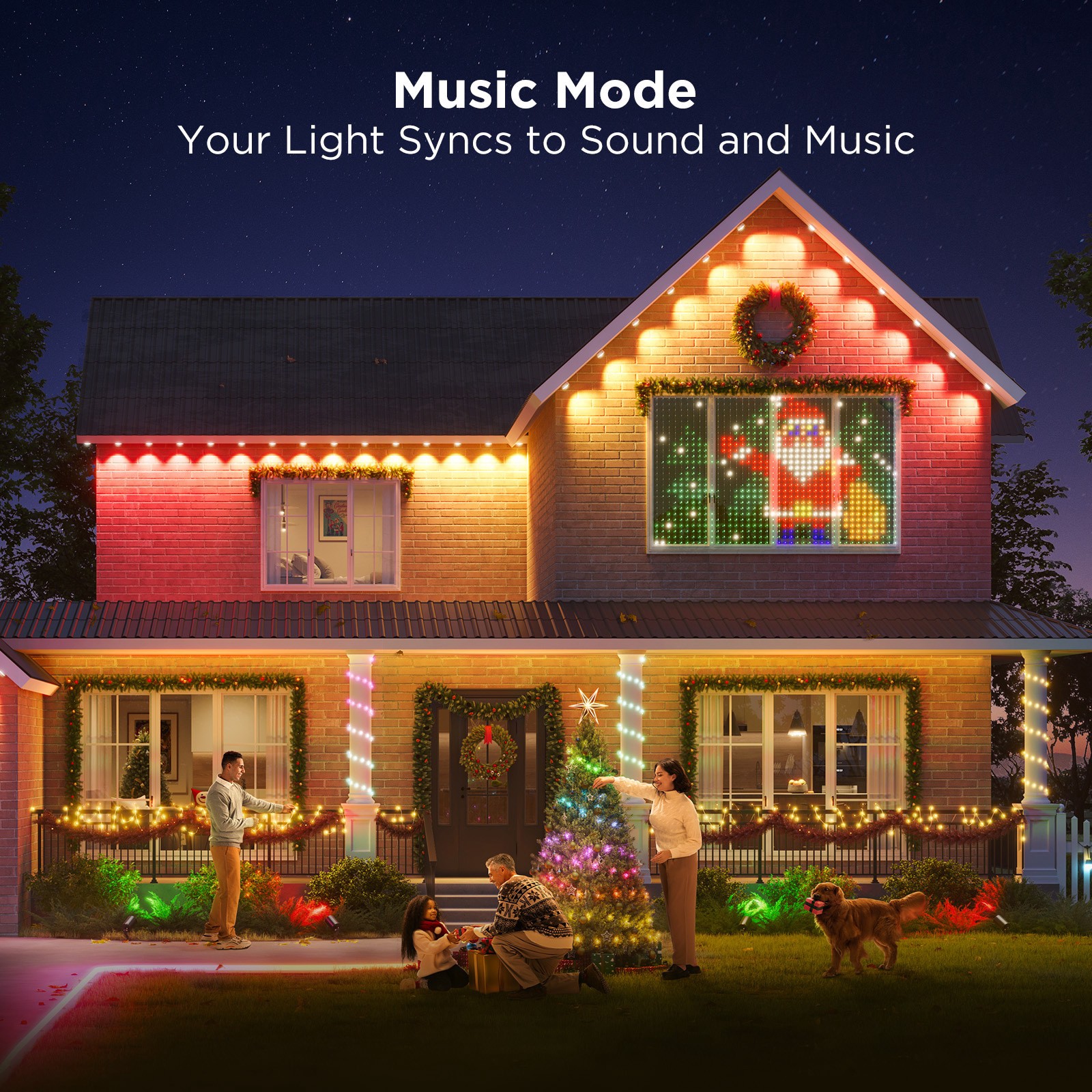 slide 4 of 6, Govee 100-ft Plug-in White Indoor/Outdoor String Light with Color changing -Light LED Mini Bulbs Bluetooth Compatibility Wi-Fi Compatibility, 1 ct