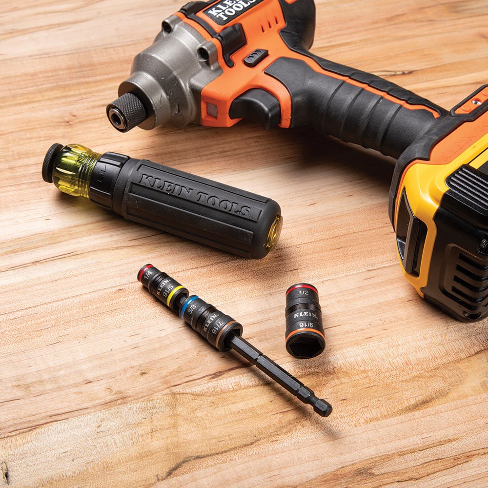 slide 6 of 6, Klein Tools 7-in-1 SAE and 6-in-1 Metric Flip Socket Set, 1 ct