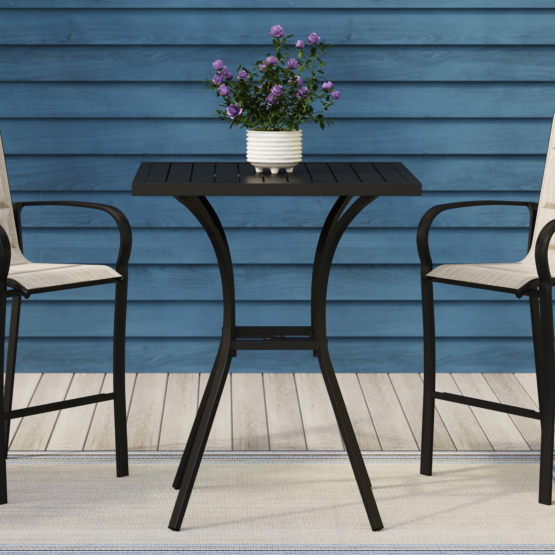 slide 2 of 6, Style Selections Pelham Bay Square Outdoor Bar height 32-in W x 32-in L with Umbrella Hole, 1 ct